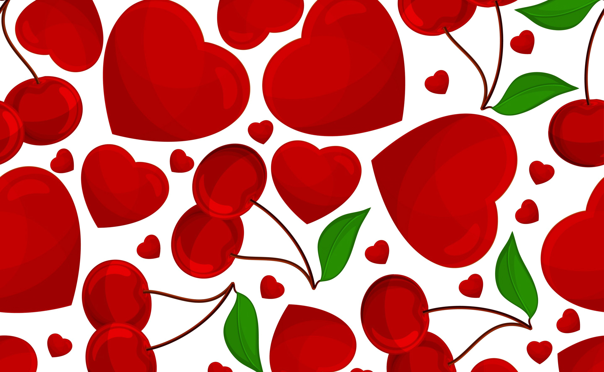 Скачать обои бесплатно Вишня, Любовь, Красный, Сердце, Художественные картинка на рабочий стол ПК