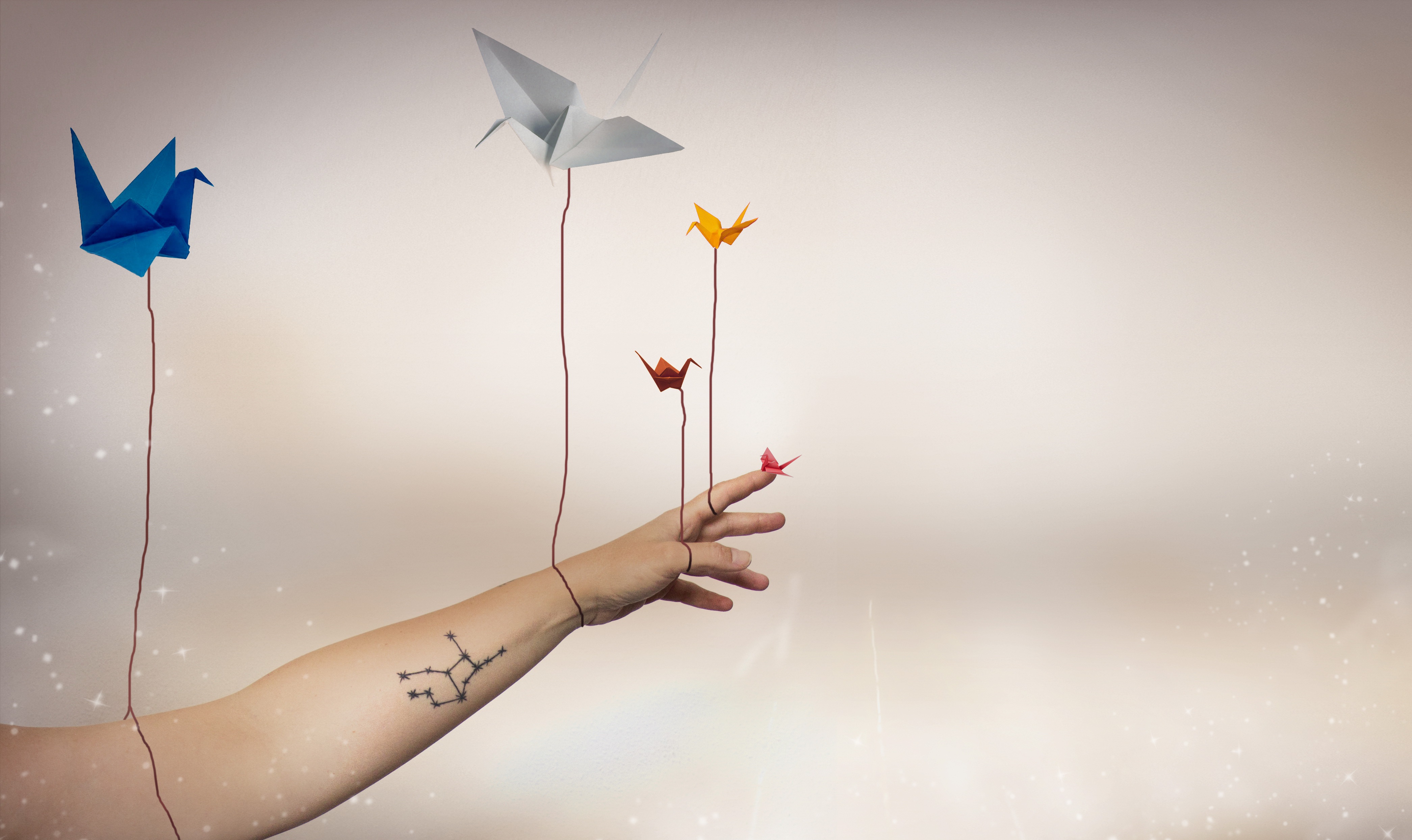 Download mobile wallpaper Hand, Bird, Origami, Man Made for free.
