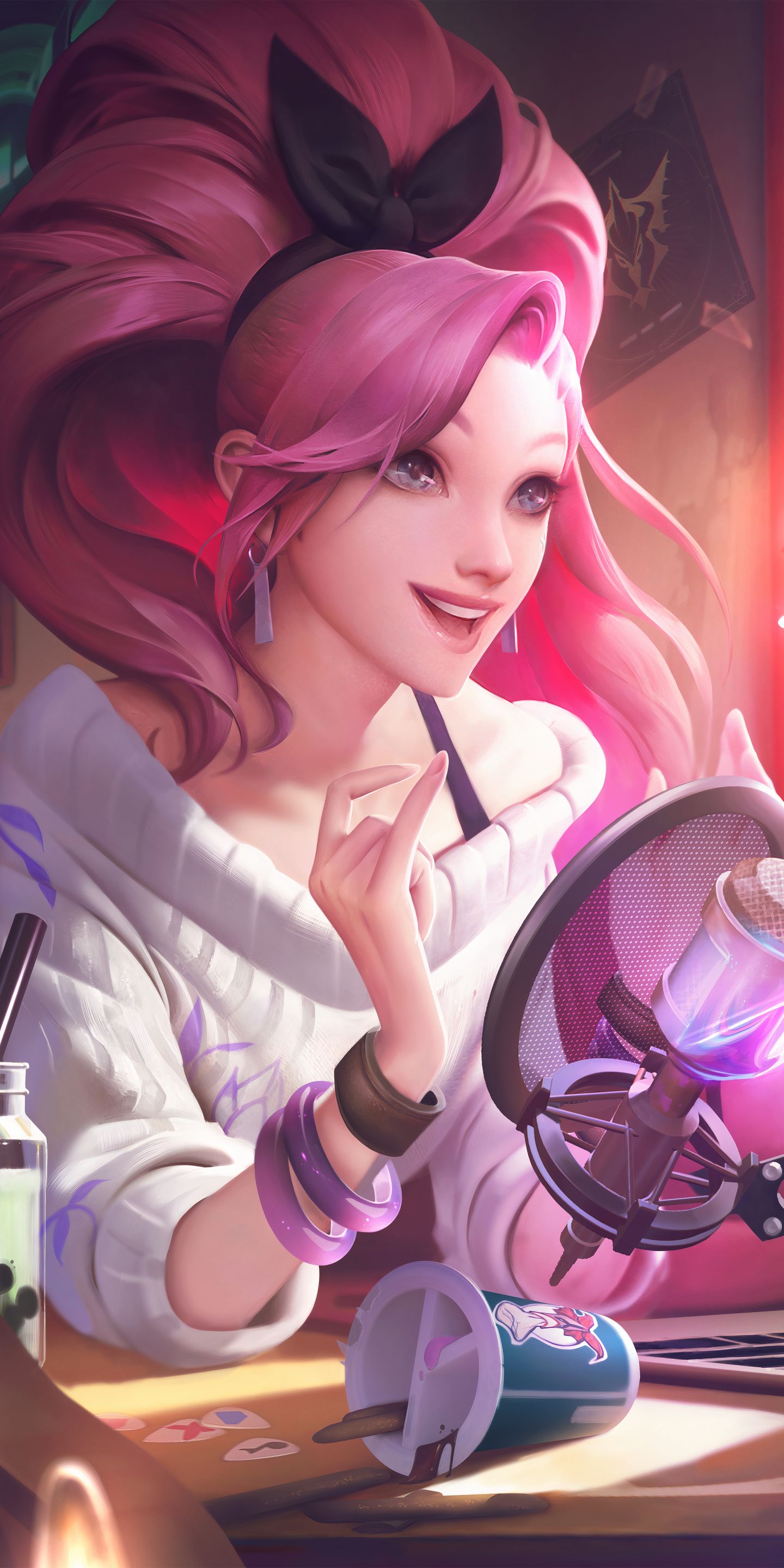 Download mobile wallpaper League Of Legends, Pink Hair, Video Game, Long Hair, K Pop, K/da, Seraphine (League Of Legends) for free.