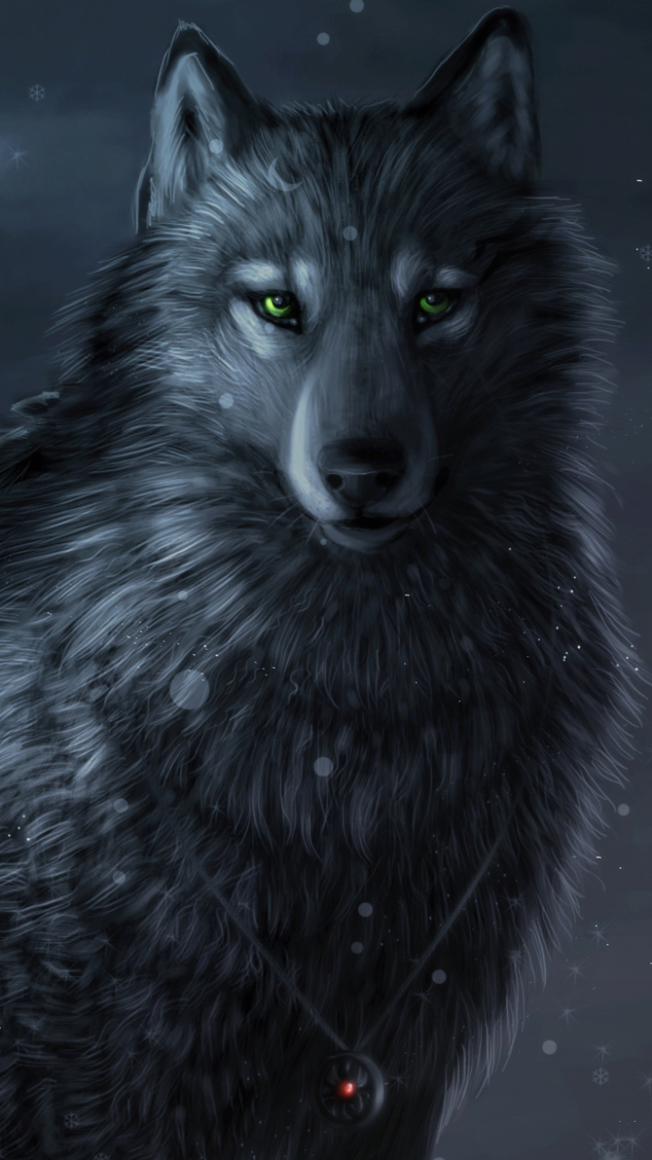 Download mobile wallpaper Fantasy, Moon, Close Up, Wolf, Animal, Wolves for free.