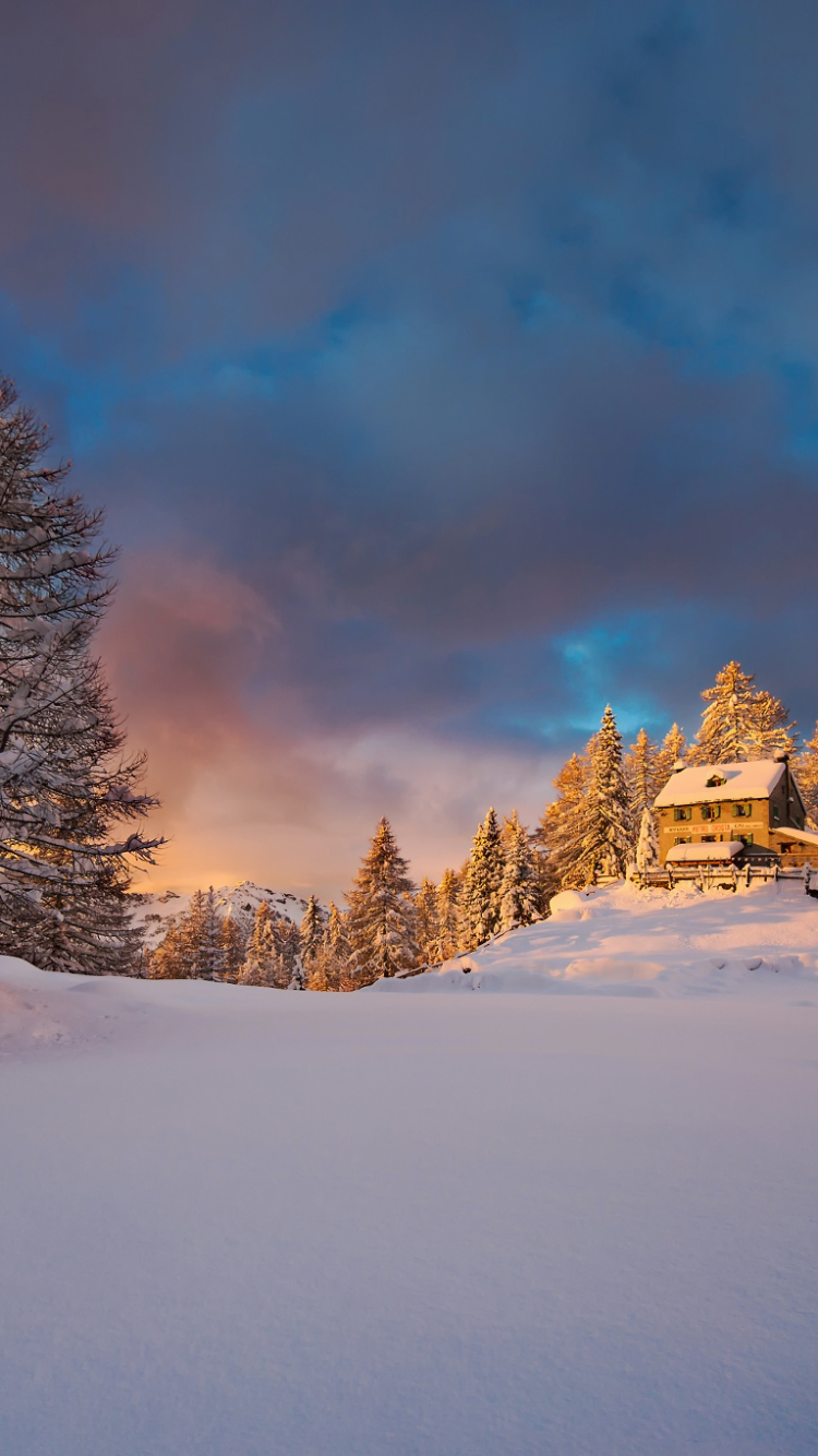 無料モバイル壁紙冬, 家, 雪, 丘, 写真撮影をダウンロードします。
