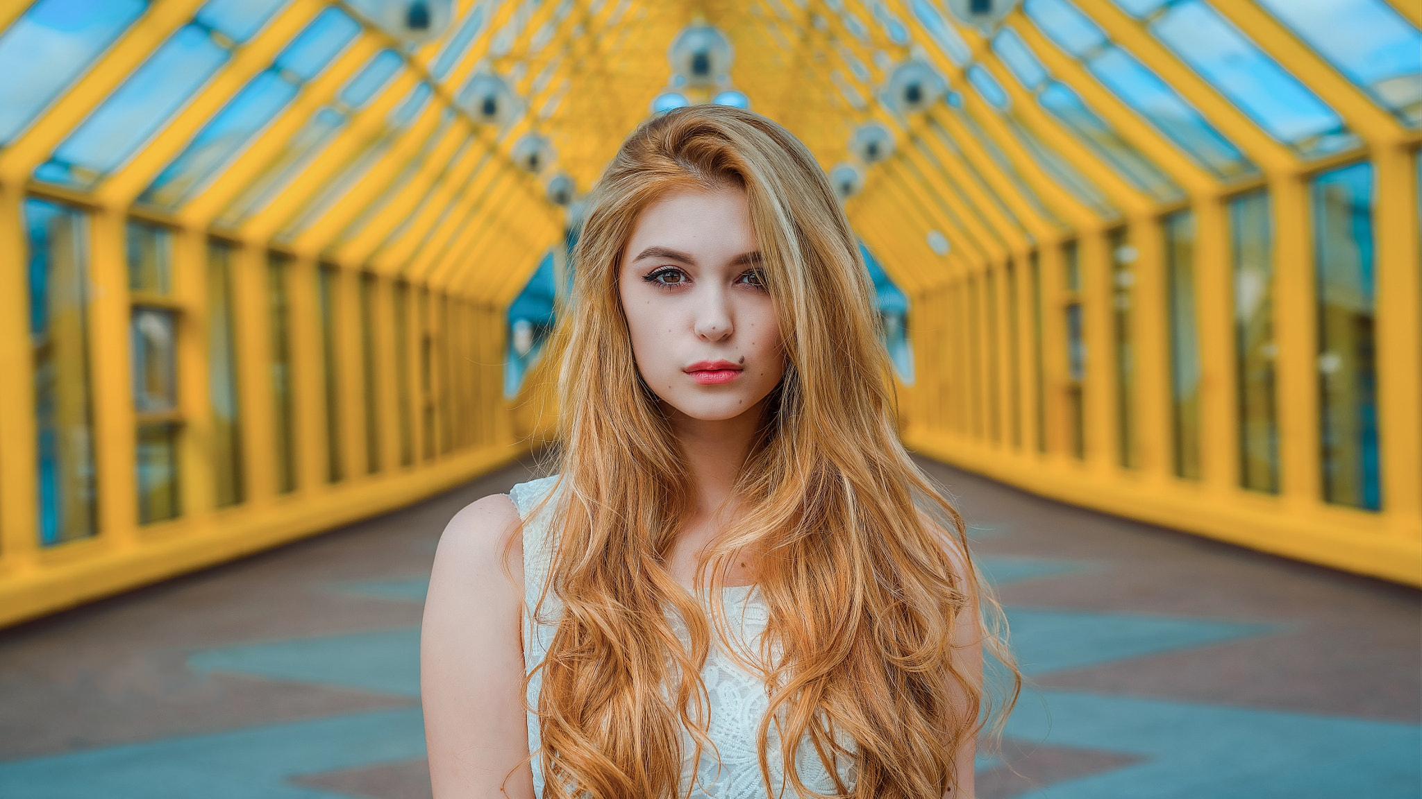 Téléchargez gratuitement l'image Blond, Yeux Marrons, Femmes, Top Model, Cheveux Longs, Profondeur De Champ sur le bureau de votre PC