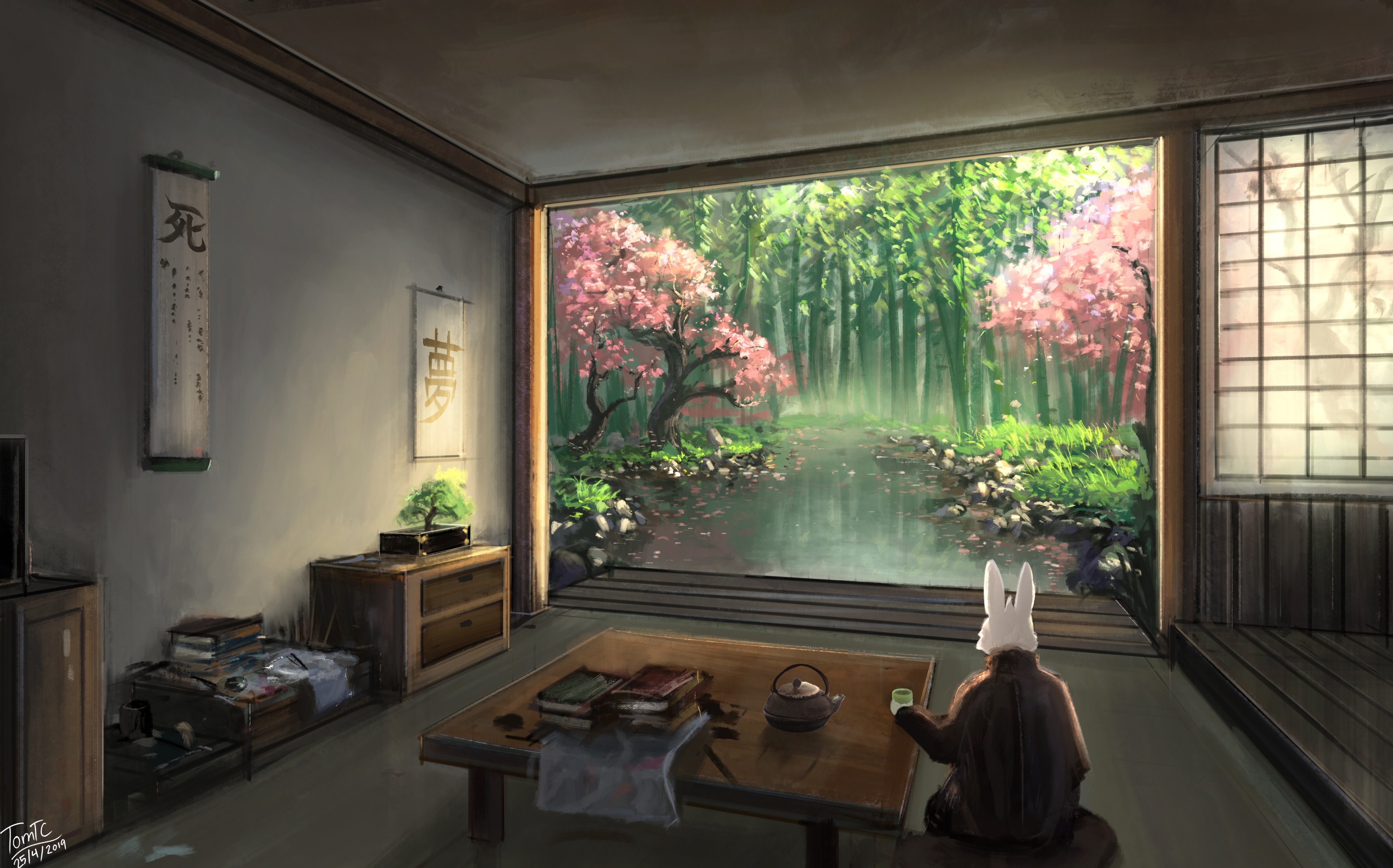 Baixe gratuitamente a imagem Fantasia, Sakura, Animal, Mesa, Quarto, Orelhas De Animais na área de trabalho do seu PC