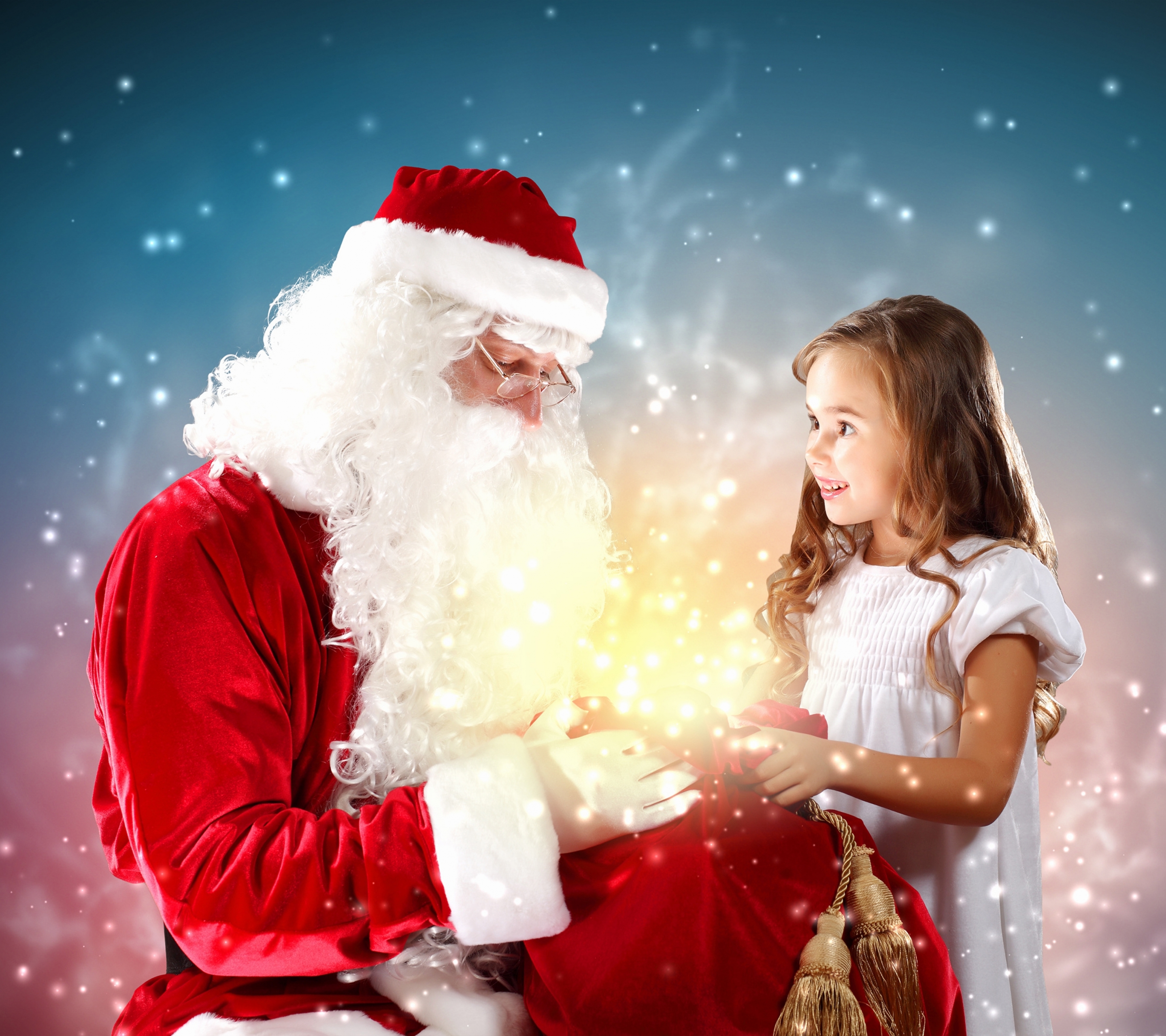 Téléchargez des papiers peints mobile Père Noël, Noël, Vacances, Enfant gratuitement.