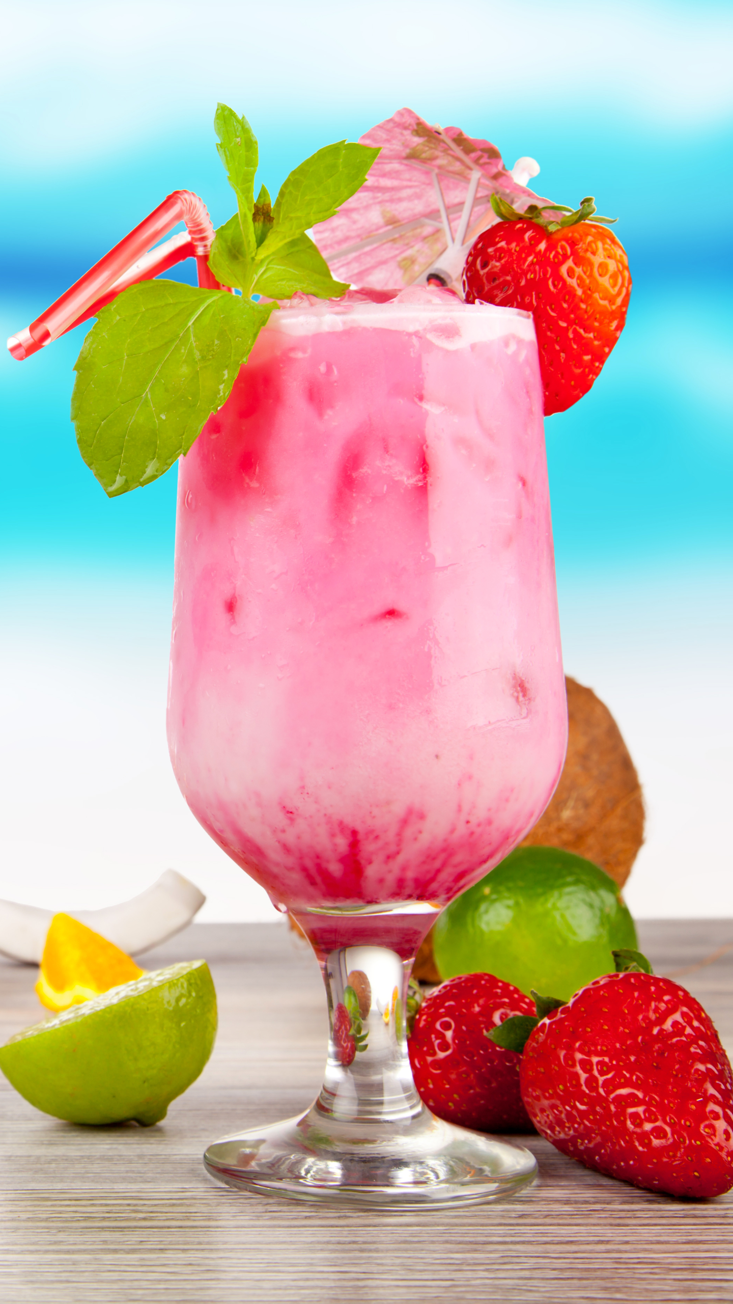 Download mobile wallpaper Food, Strawberry, Summer, Glass, Drink, Cocktail for free.