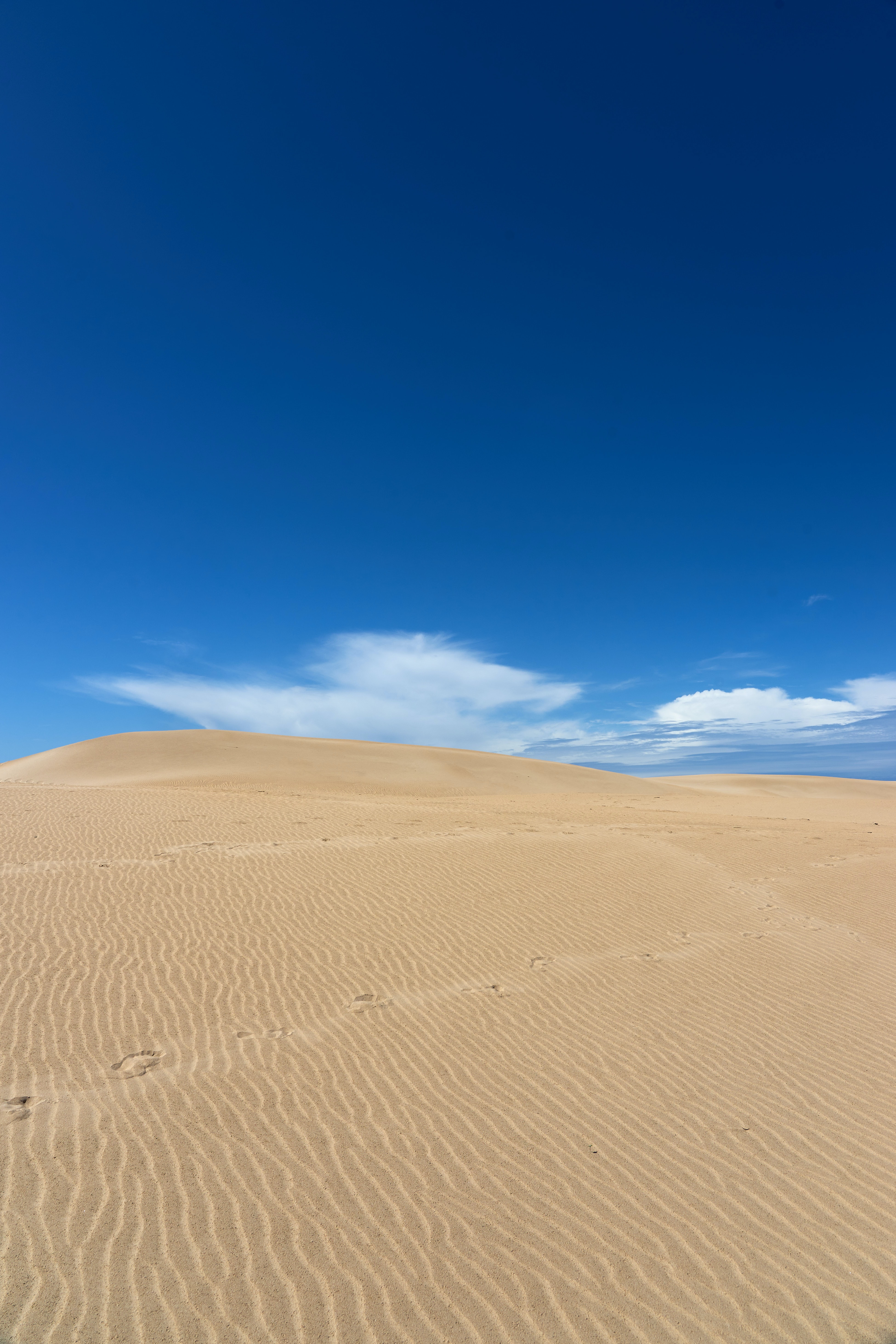 Download mobile wallpaper Track, Sky, Sand, Wavy, Trace, Desert, Dunes, Nature for free.