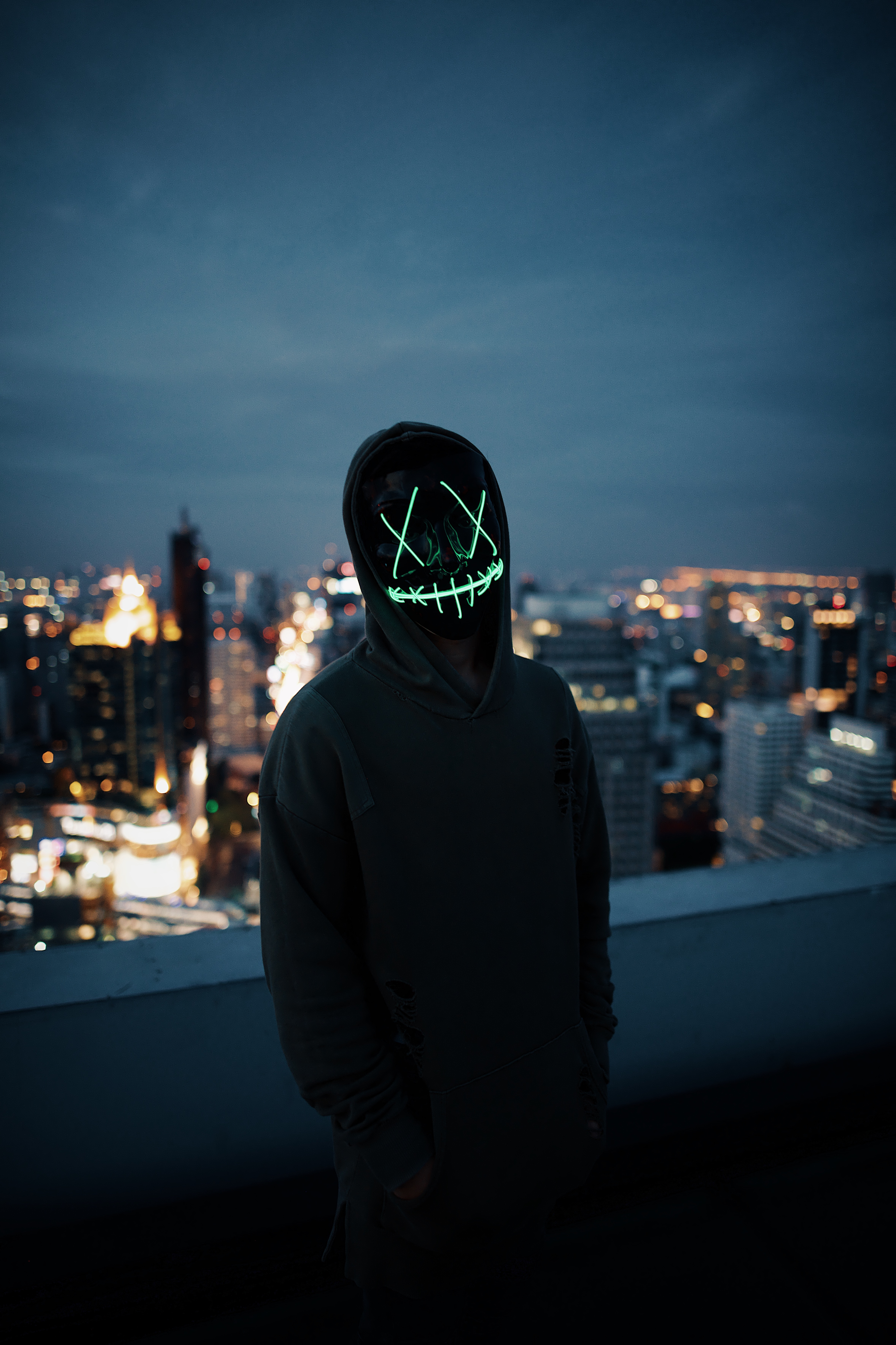 mask, hood, light, anonymous, dark, shine, silhouette Full HD