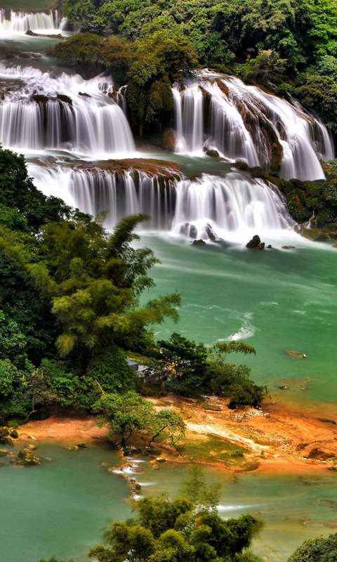 Скачать обои Водопад Бан Джок Детиан на телефон бесплатно
