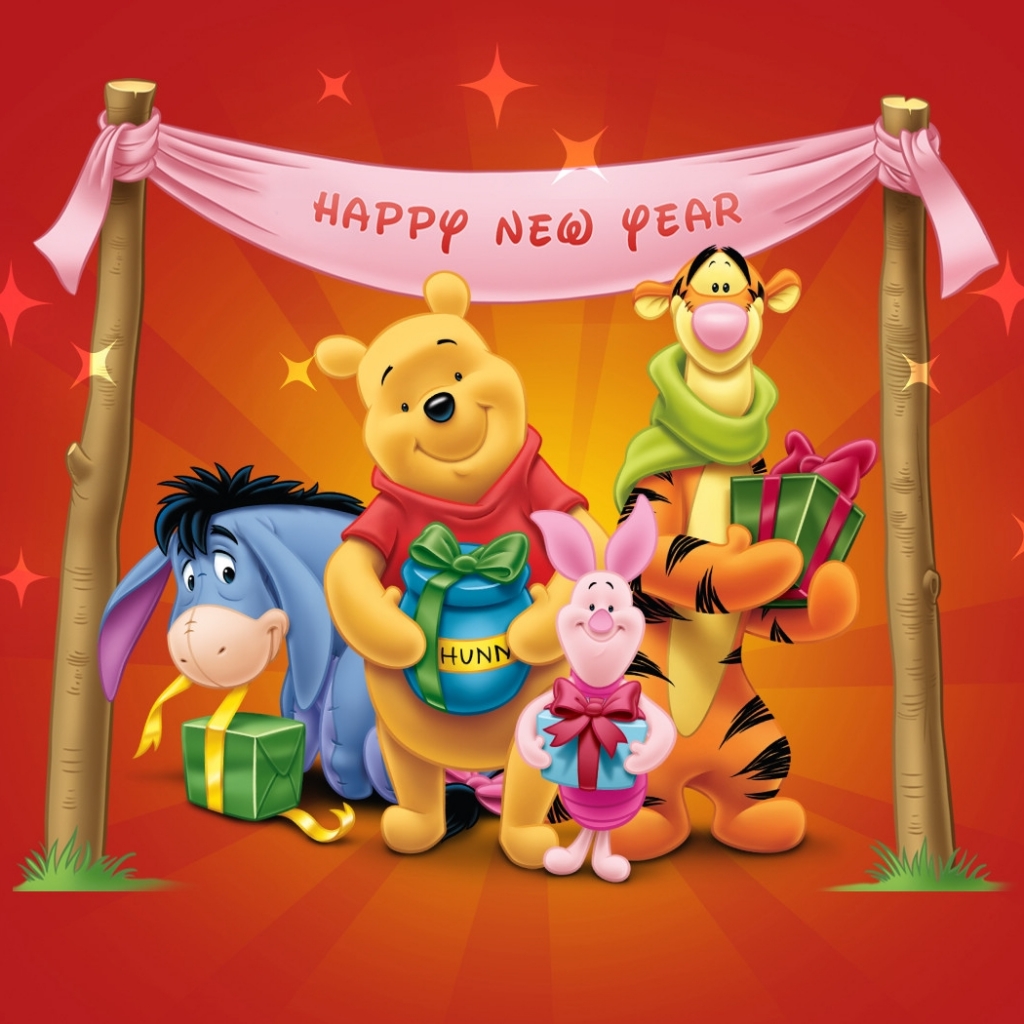 Free download wallpaper New Year, Winnie The Pooh, Tv Show on your PC desktop