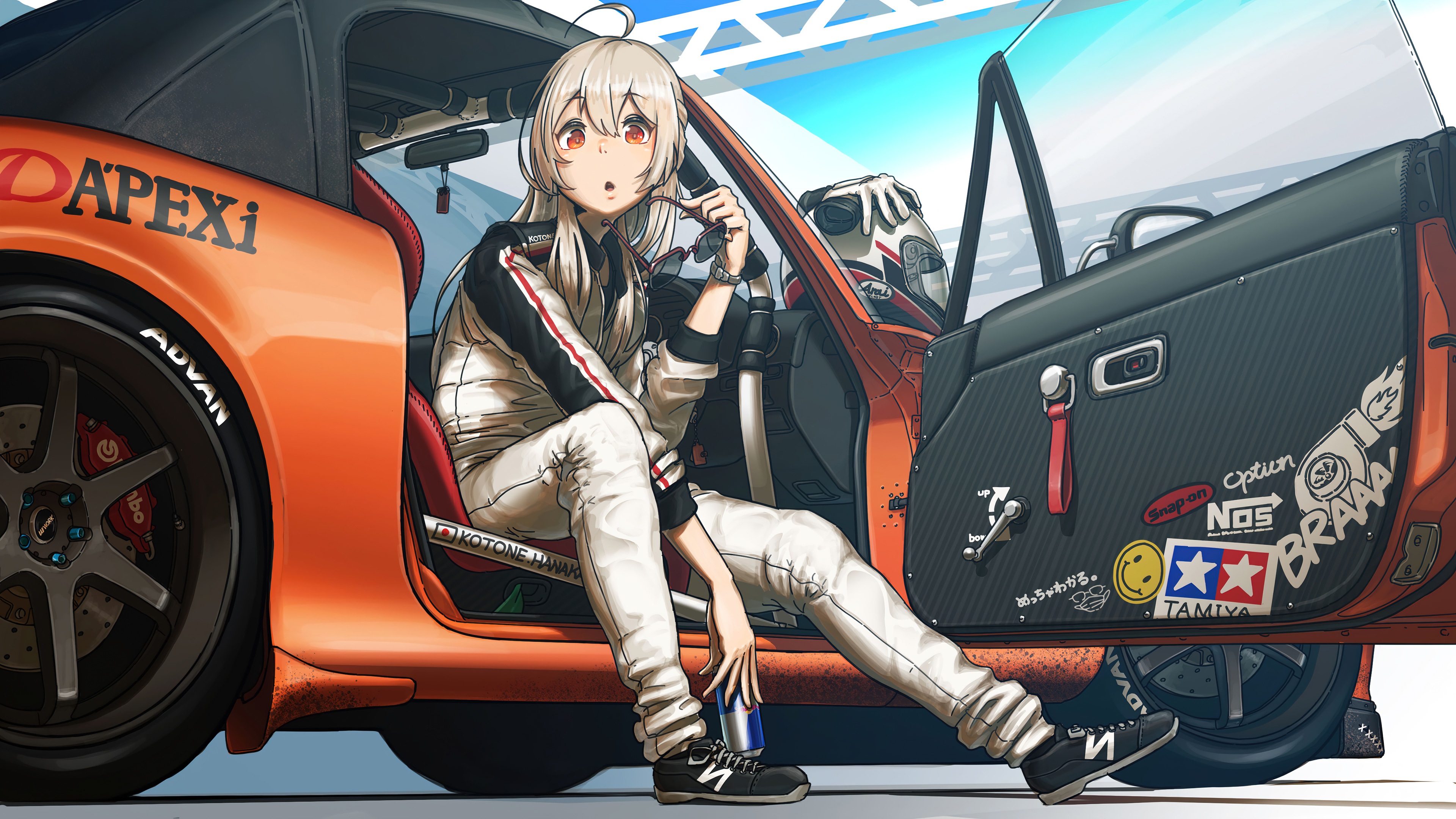 Download mobile wallpaper Anime, Car, Girl for free.