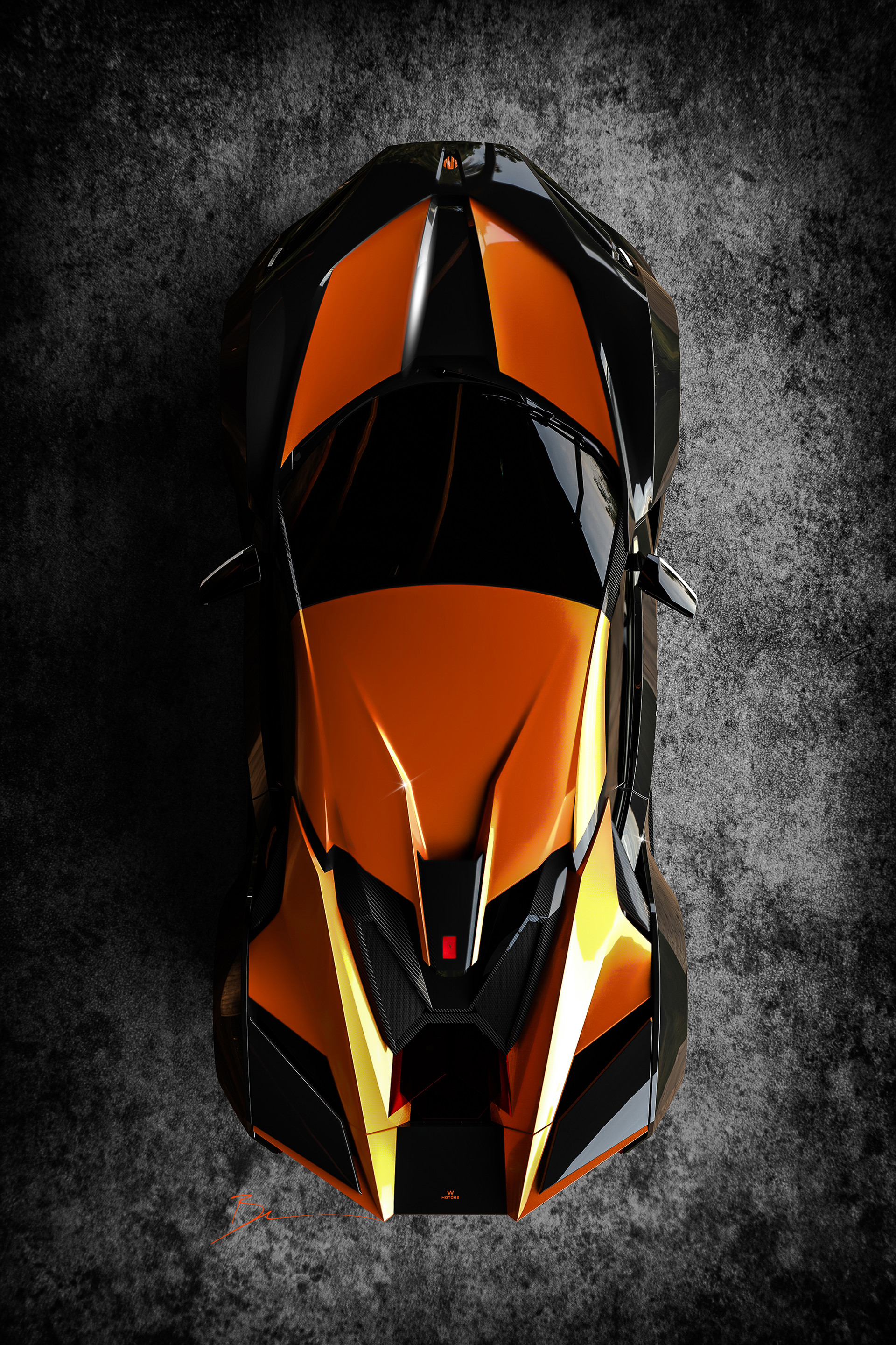 cars, car, sports car, sports, black, orange, view from above, machine 4K