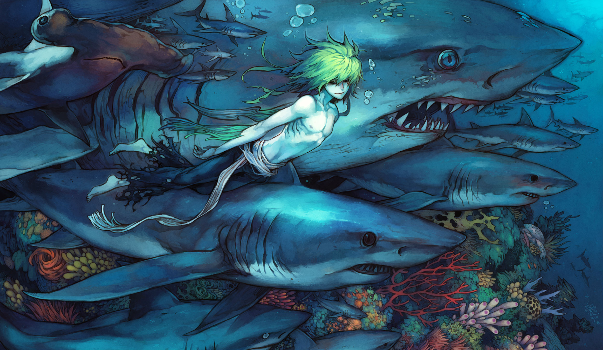 Download mobile wallpaper Underwater, Anime for free.