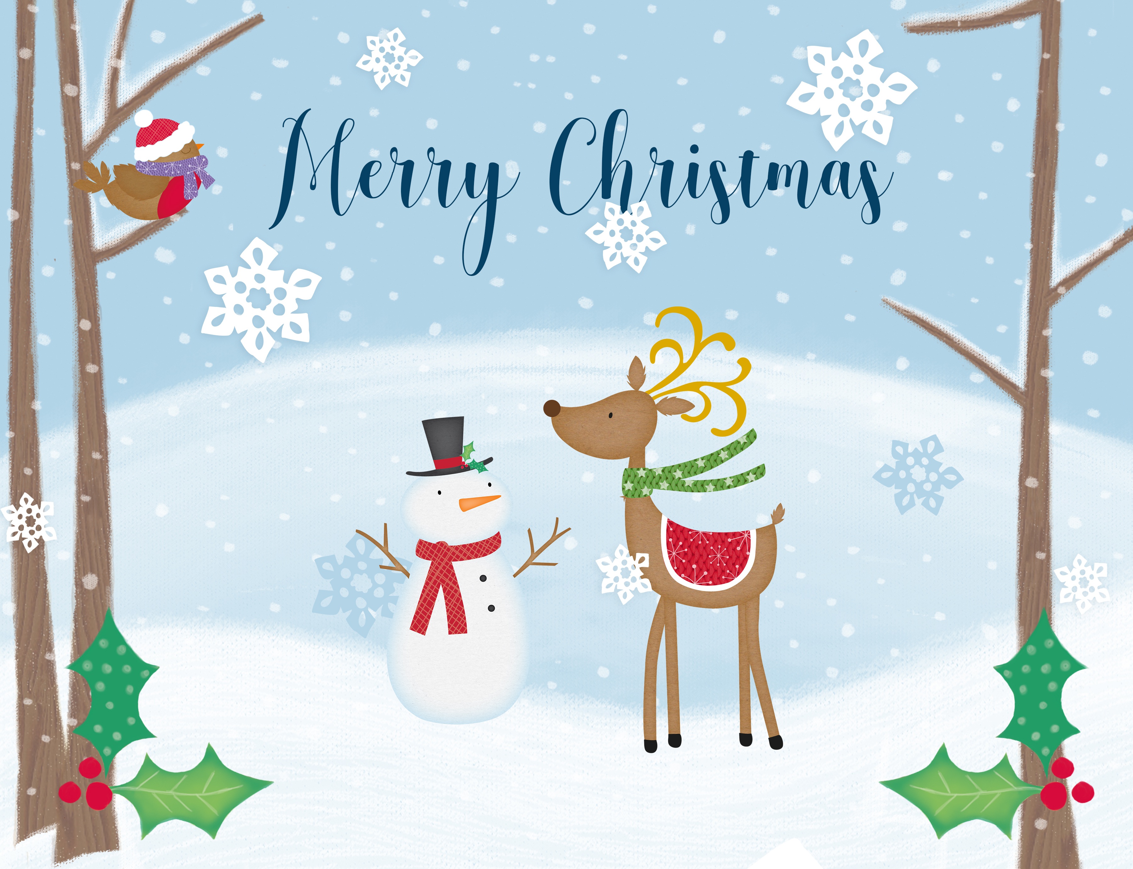 Téléchargez des papiers peints mobile Noël, Vacances, Bonhomme De Neige, Flocon De Neige, Joyeux Noël, Renne gratuitement.