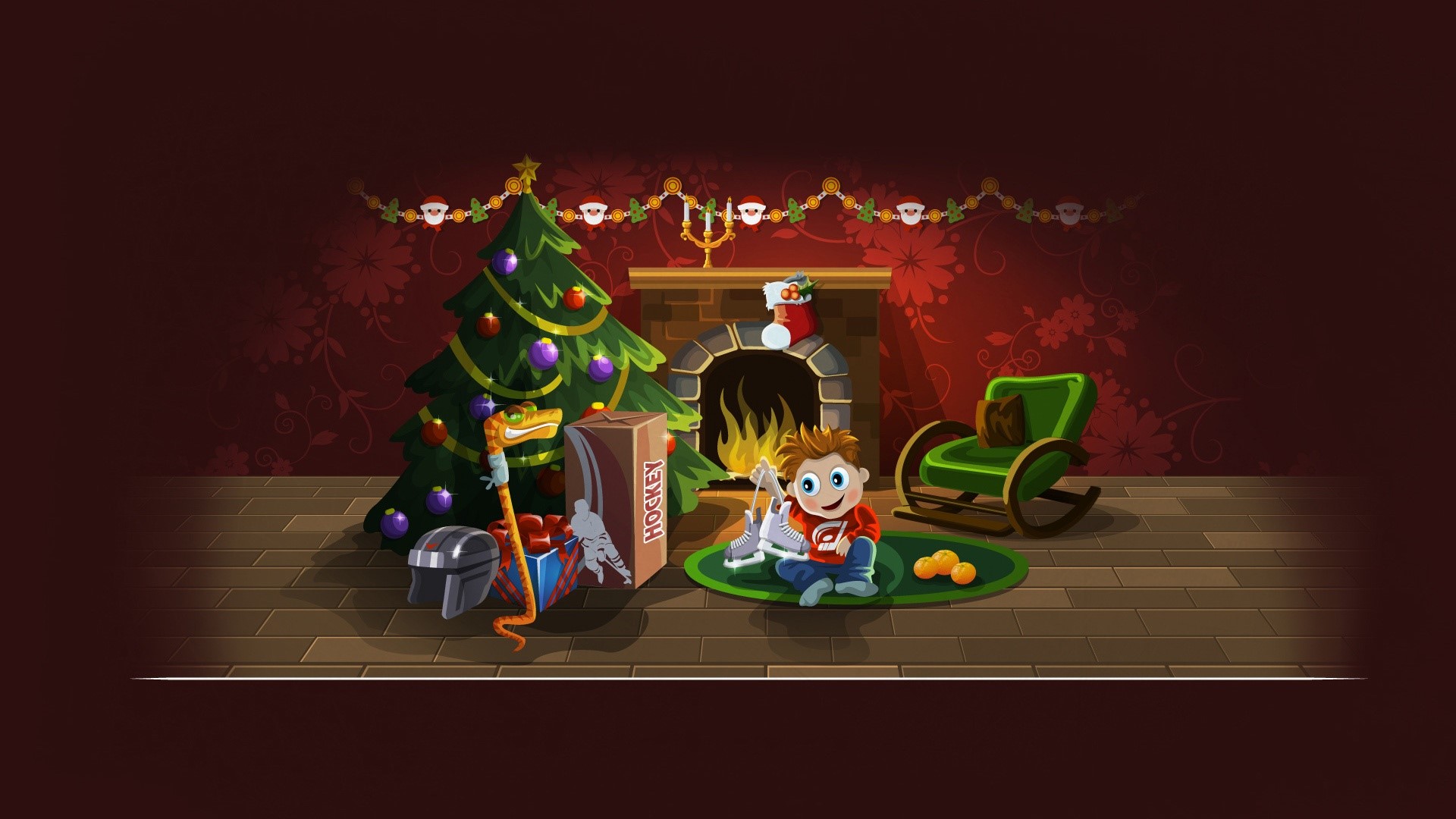 Download mobile wallpaper Christmas, Holiday, Christmas Tree, Child, Fireplace for free.