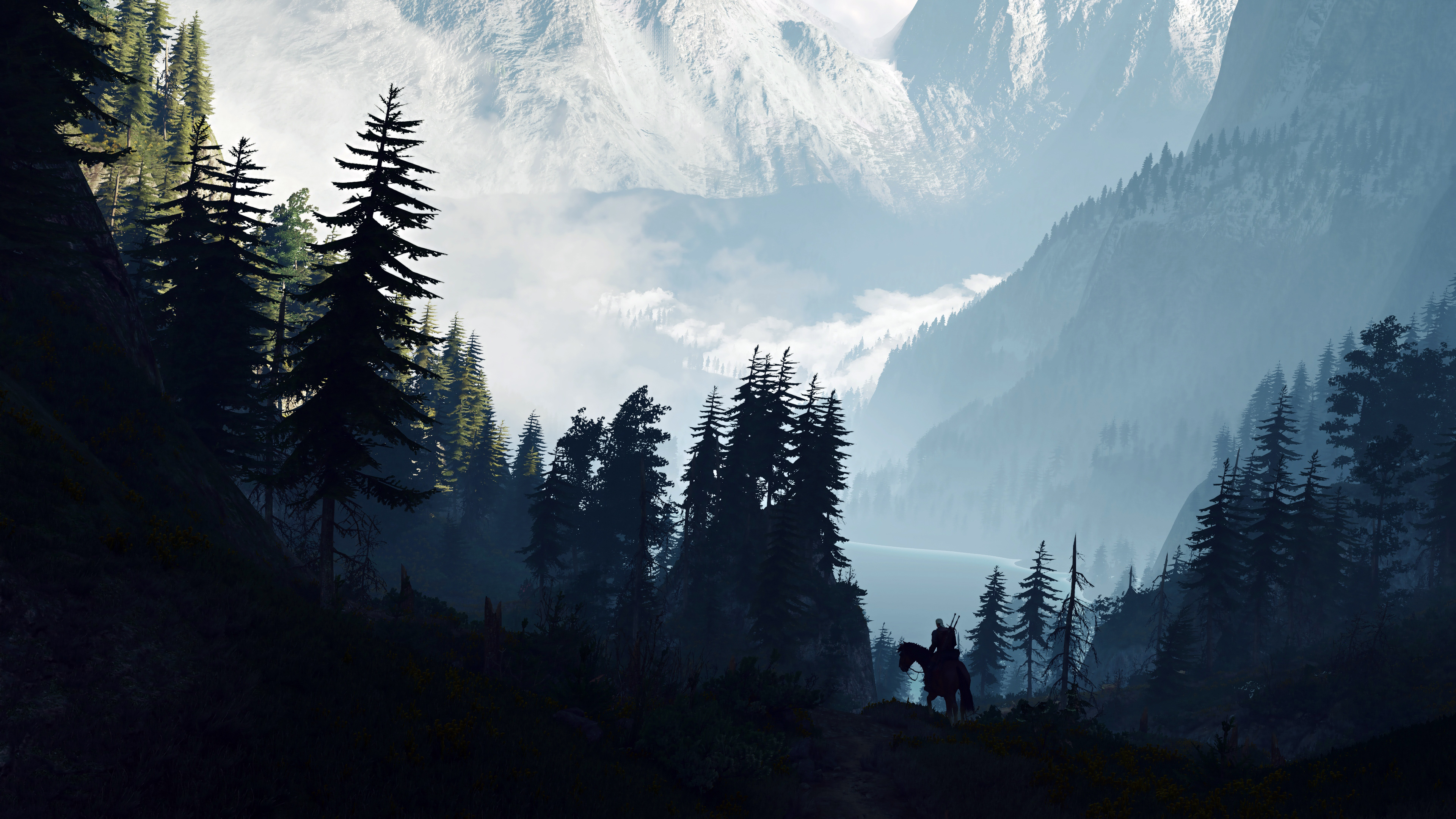 Handy-Wallpaper Landschaft, Gebirge, Computerspiele, Der Hexer, Geralt Von Riva, The Witcher 3: Wild Hunt kostenlos herunterladen.