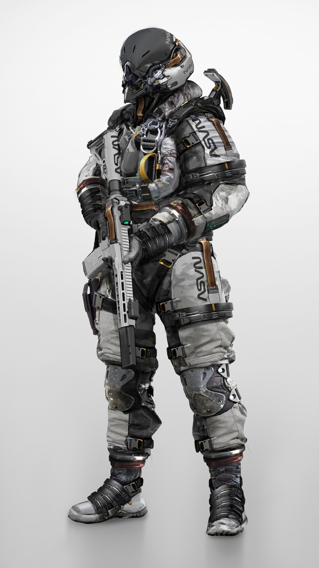 Download mobile wallpaper Weapon, Sci Fi, Astronaut, Soldier for free.