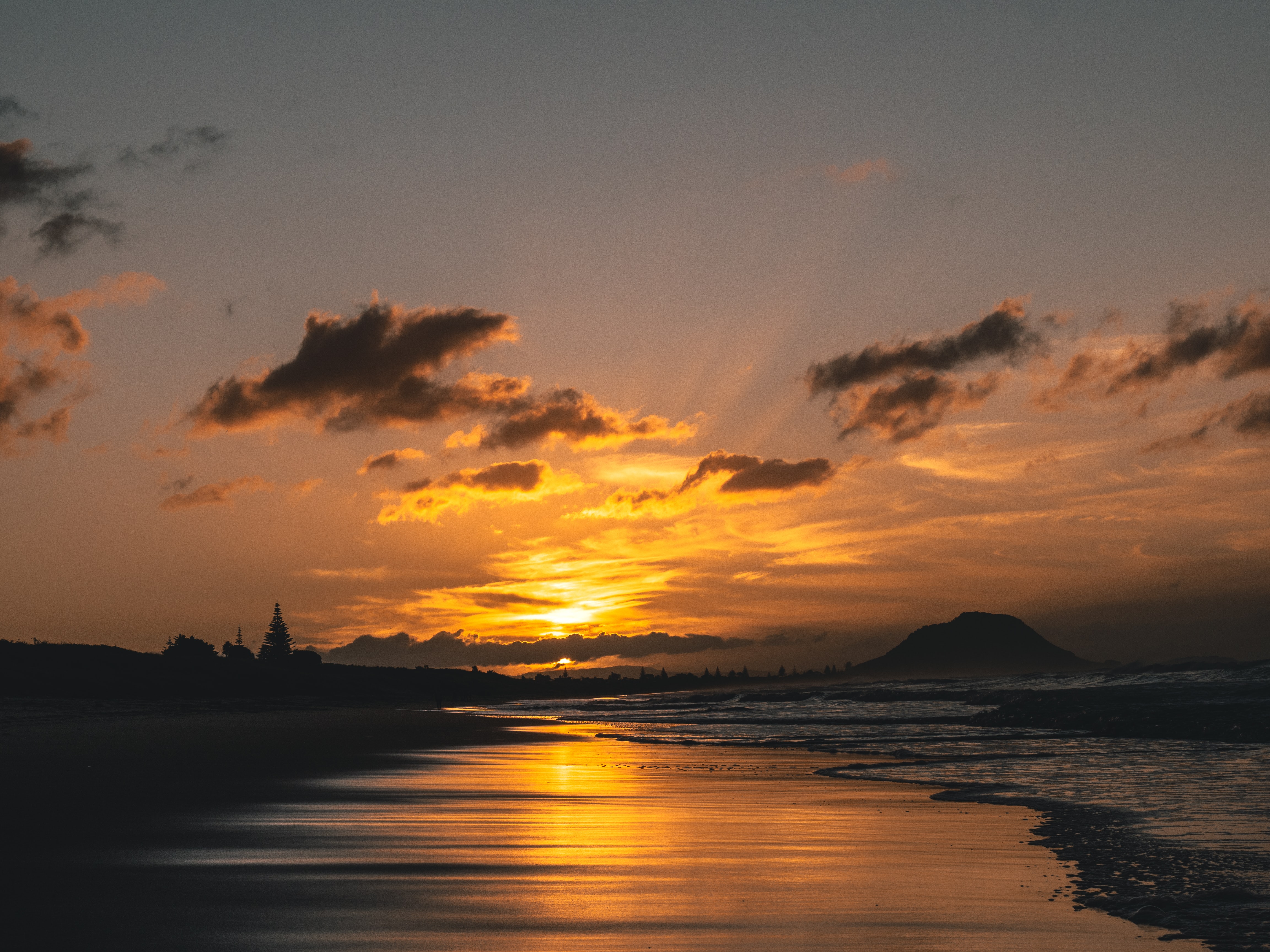 Free download wallpaper Nature, Sunset, Sky, Coast, Sea, Sand on your PC desktop