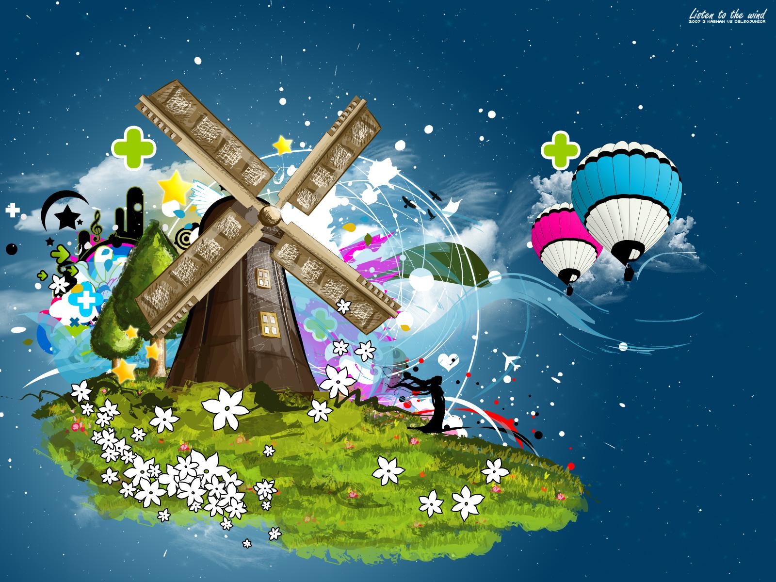 Download mobile wallpaper Building, Artistic, Windmill for free.