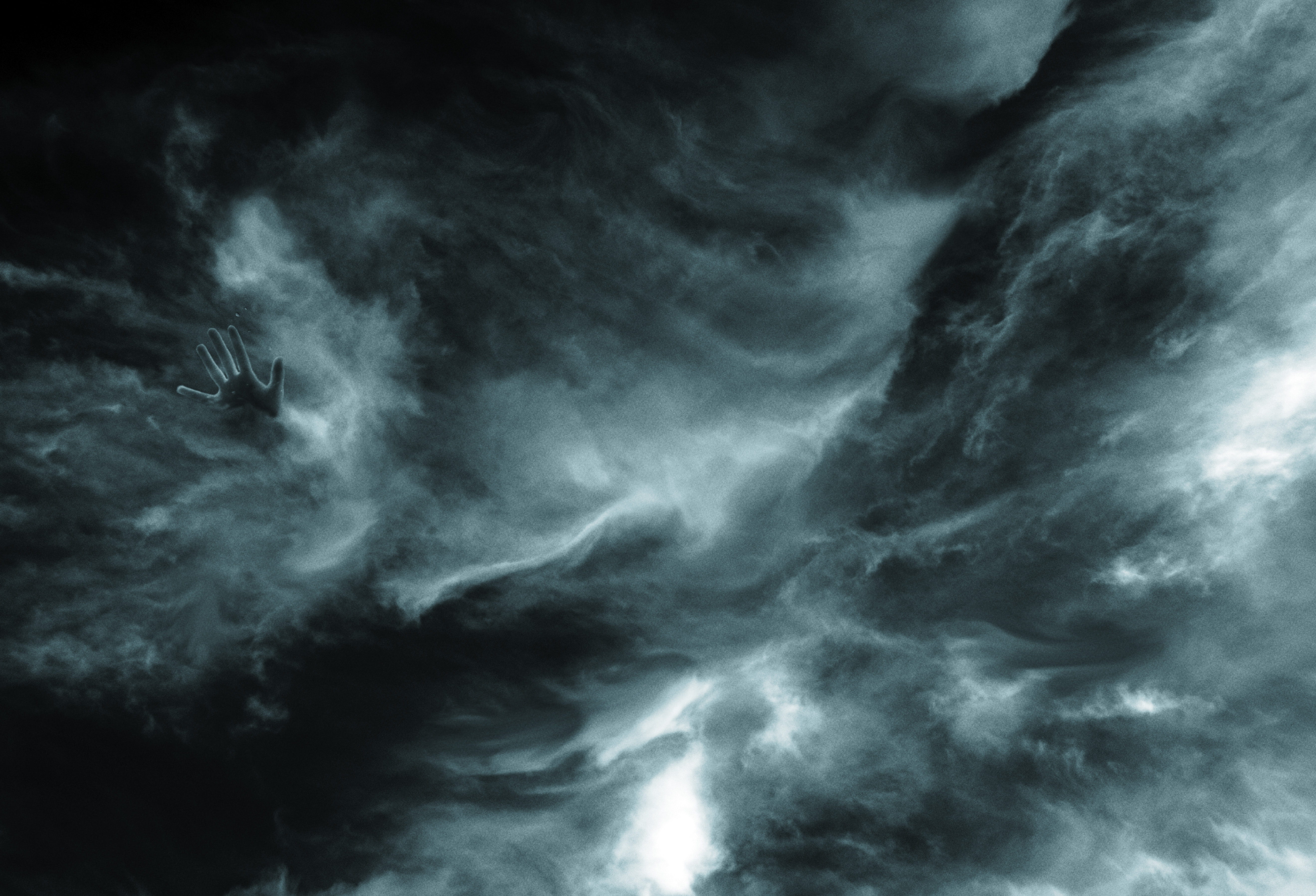 Download mobile wallpaper Clouds, Sky, Hand, Gloomy, Dark for free.