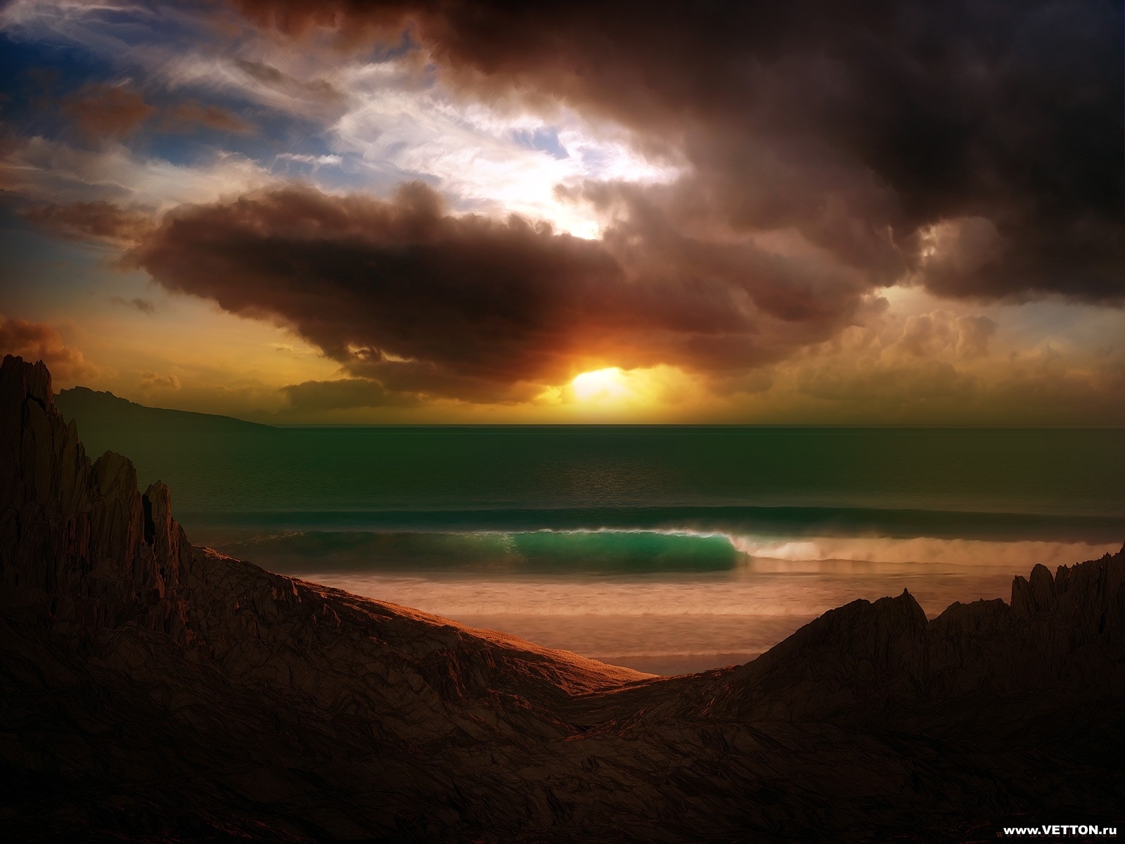 Download mobile wallpaper Sun, Sea, Landscape, Sky, Sunset for free.