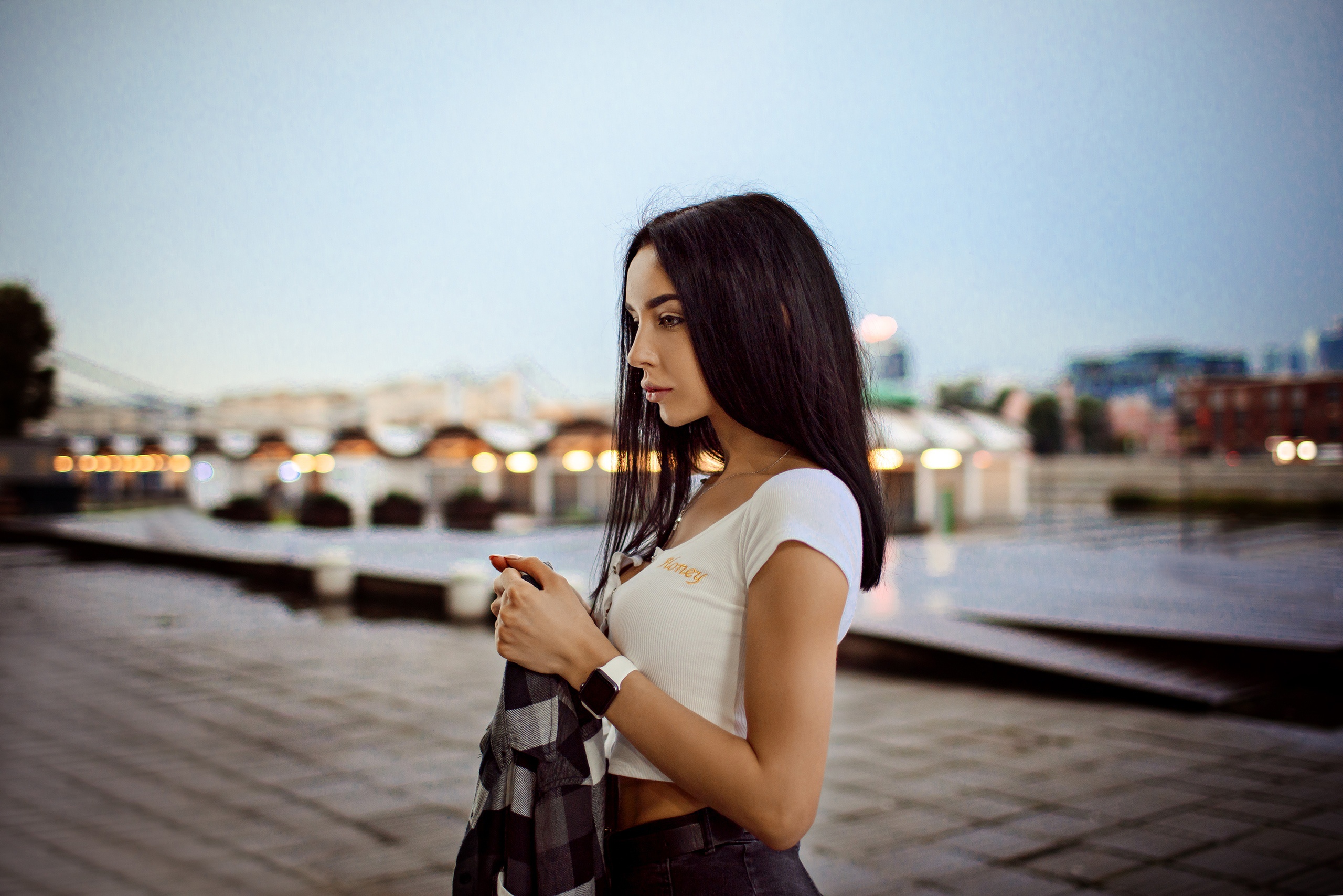 Download mobile wallpaper Model, Women, Black Hair, Depth Of Field for free.