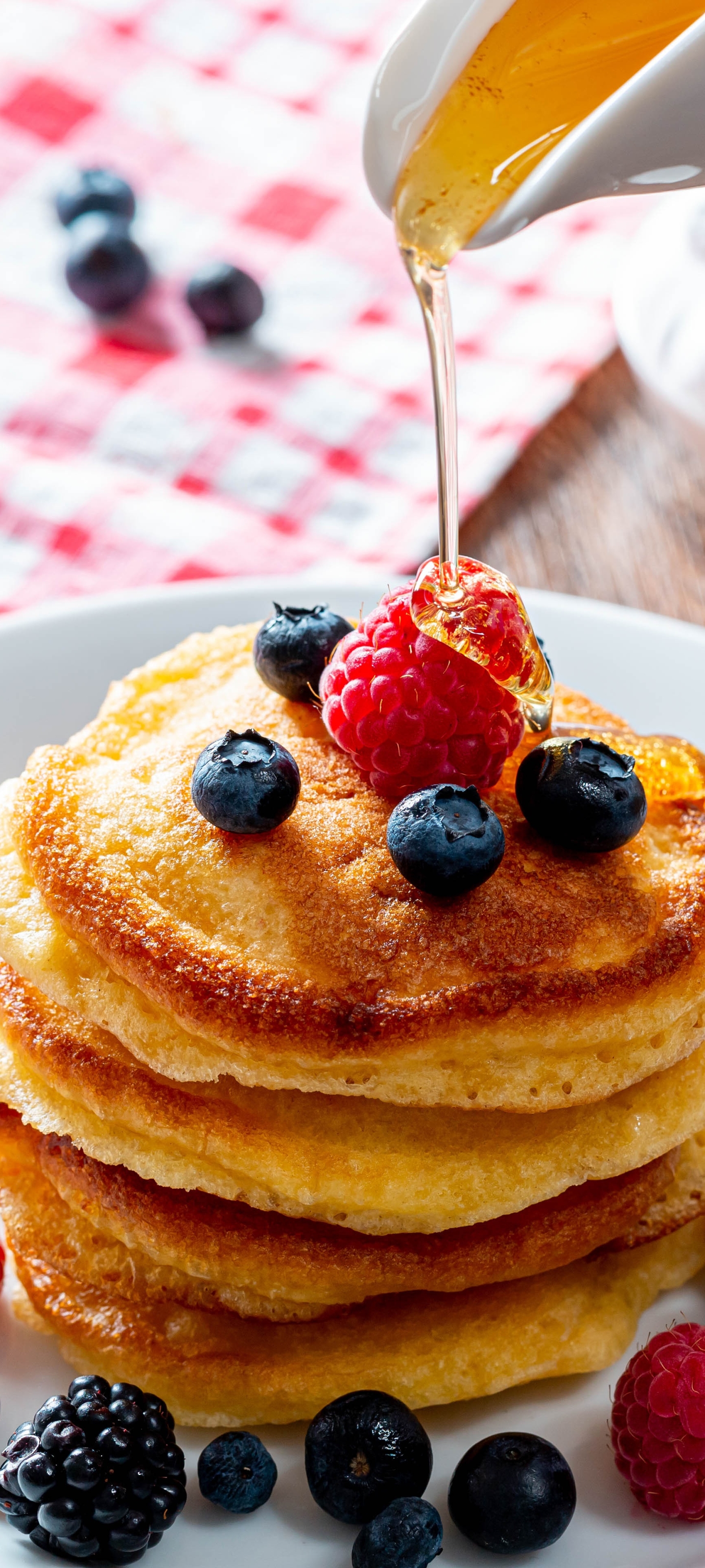 Download mobile wallpaper Food, Fruit, Honey, Breakfast, Pancake for free.