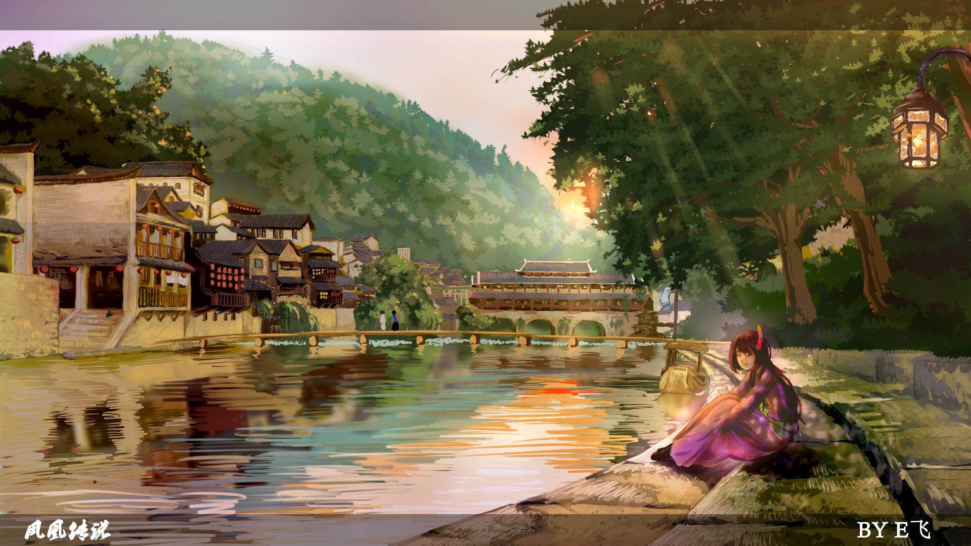 Download mobile wallpaper Anime, Water, Tree, Original for free.