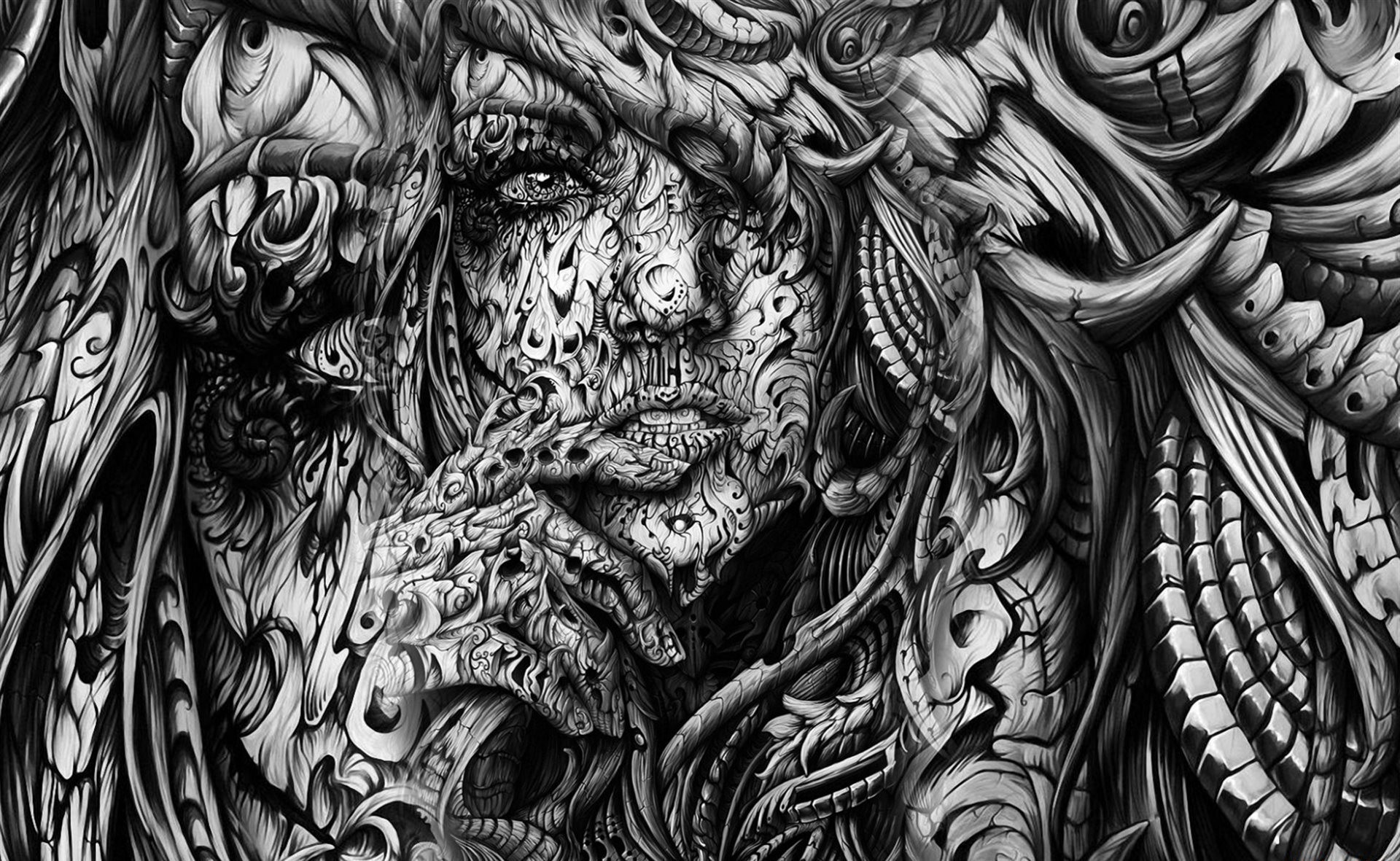 Download mobile wallpaper Drawing, Artistic, Face, Black & White for free.