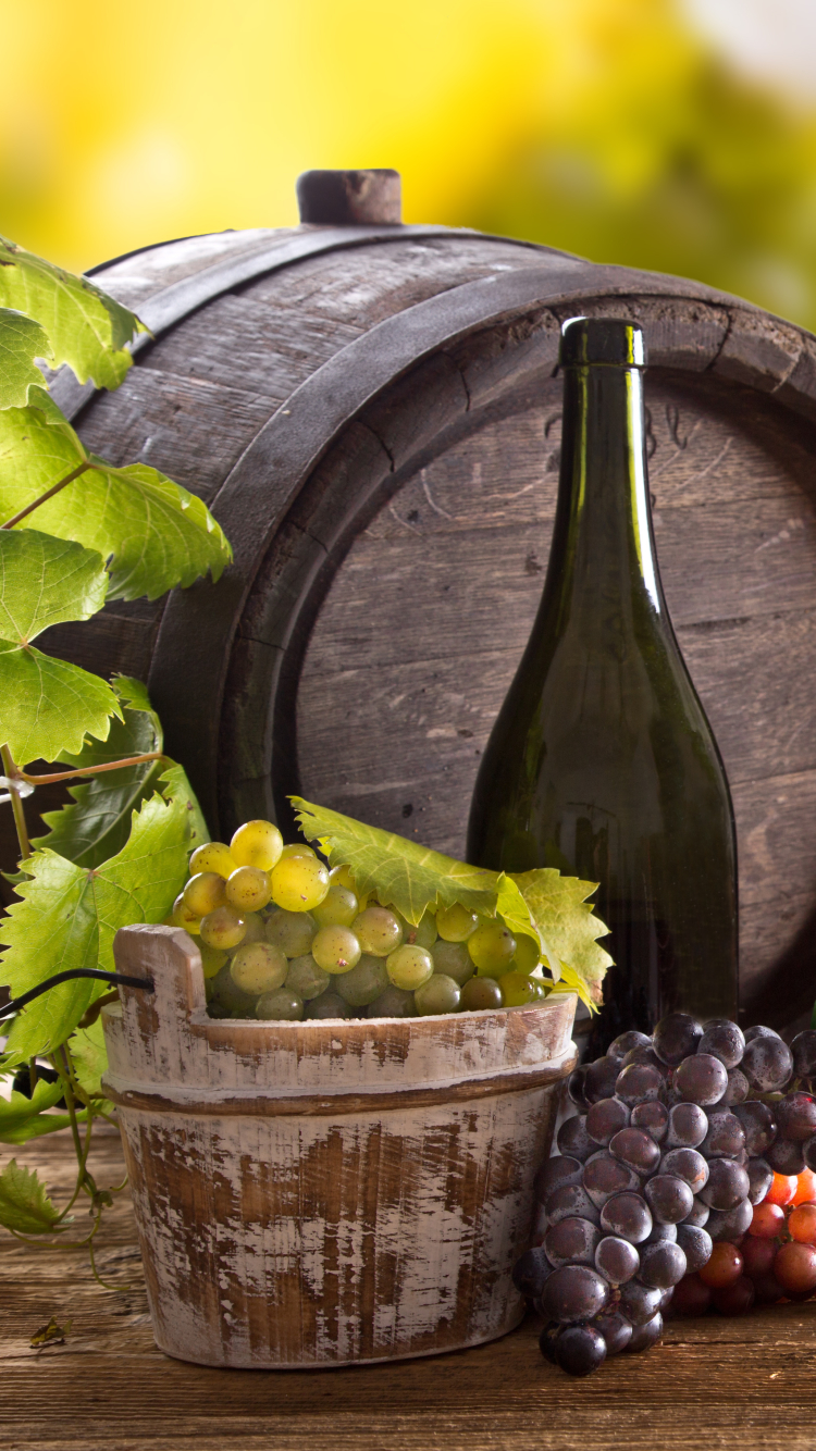 Download mobile wallpaper Grapes, Still Life, Photography, Barrel, Wine for free.
