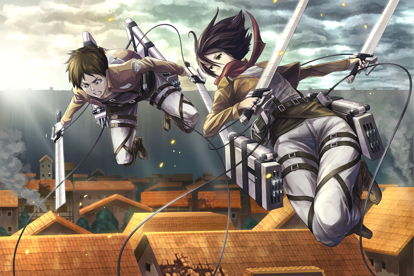 Download mobile wallpaper Eren Yeager, Mikasa Ackerman, Attack On Titan, Anime for free.