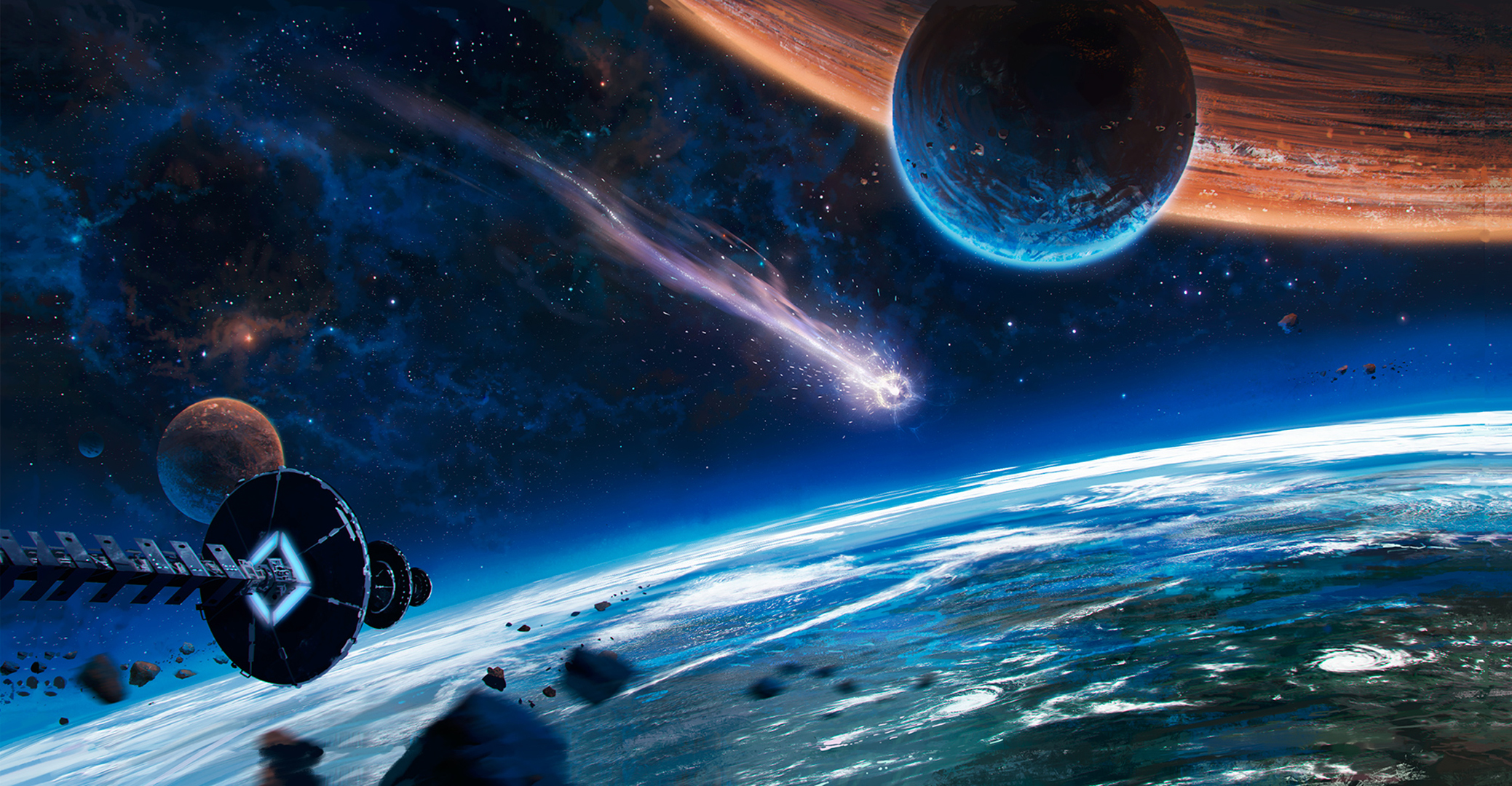 Free download wallpaper Moon, Sci Fi, Spaceship, Planetscape on your PC desktop