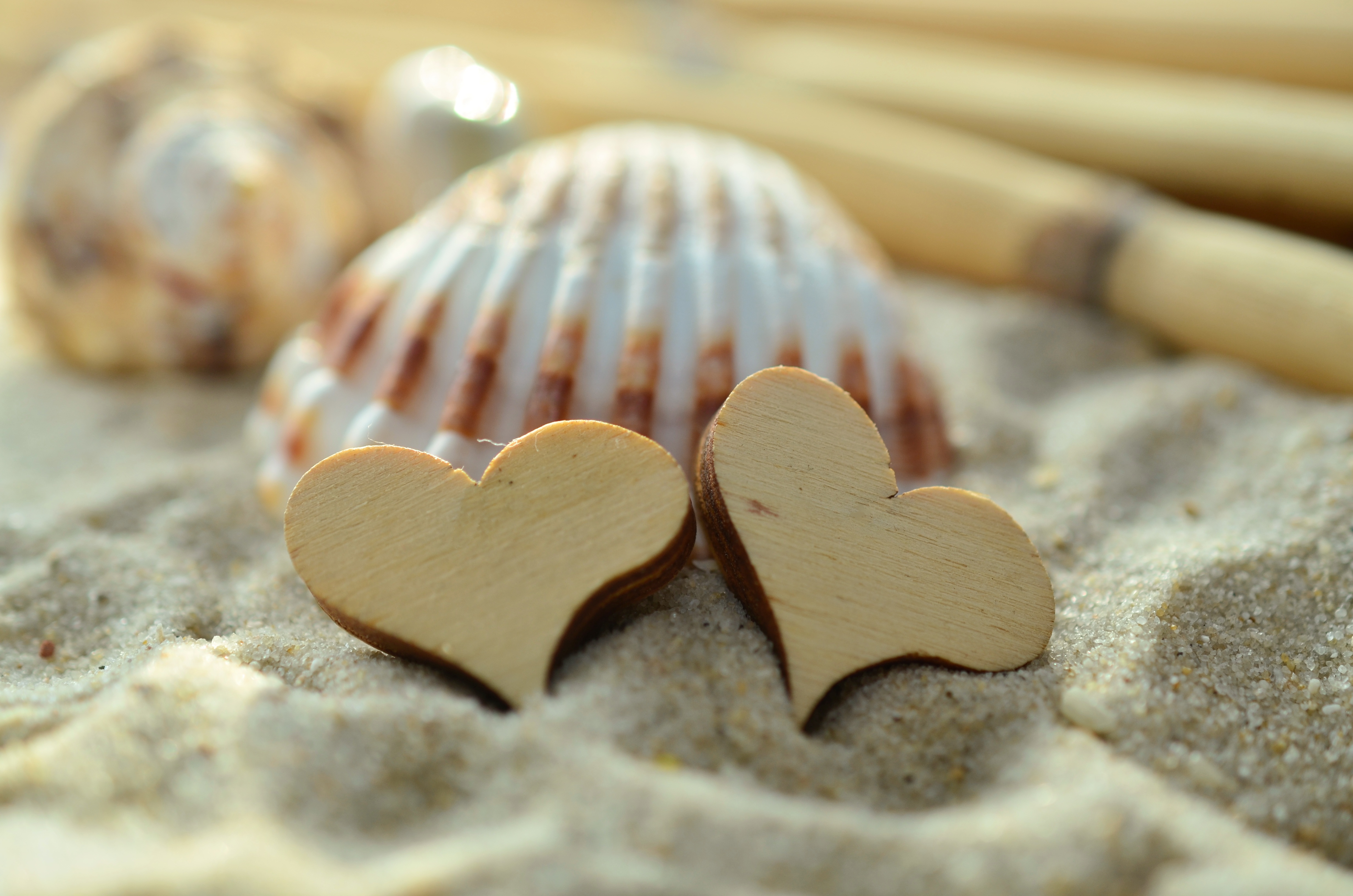 Download mobile wallpaper Sand, Shell, Heart, Love for free.