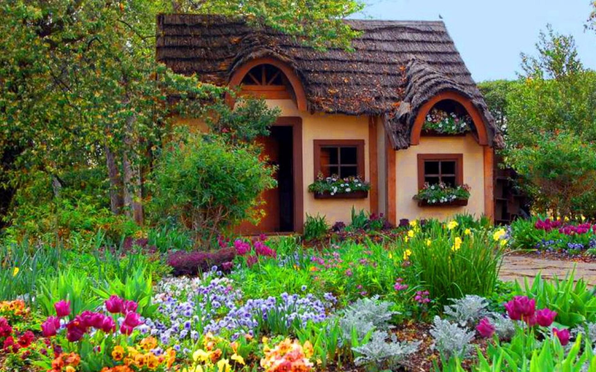 Download mobile wallpaper Flower, House, Garden, Colorful, Man Made for free.
