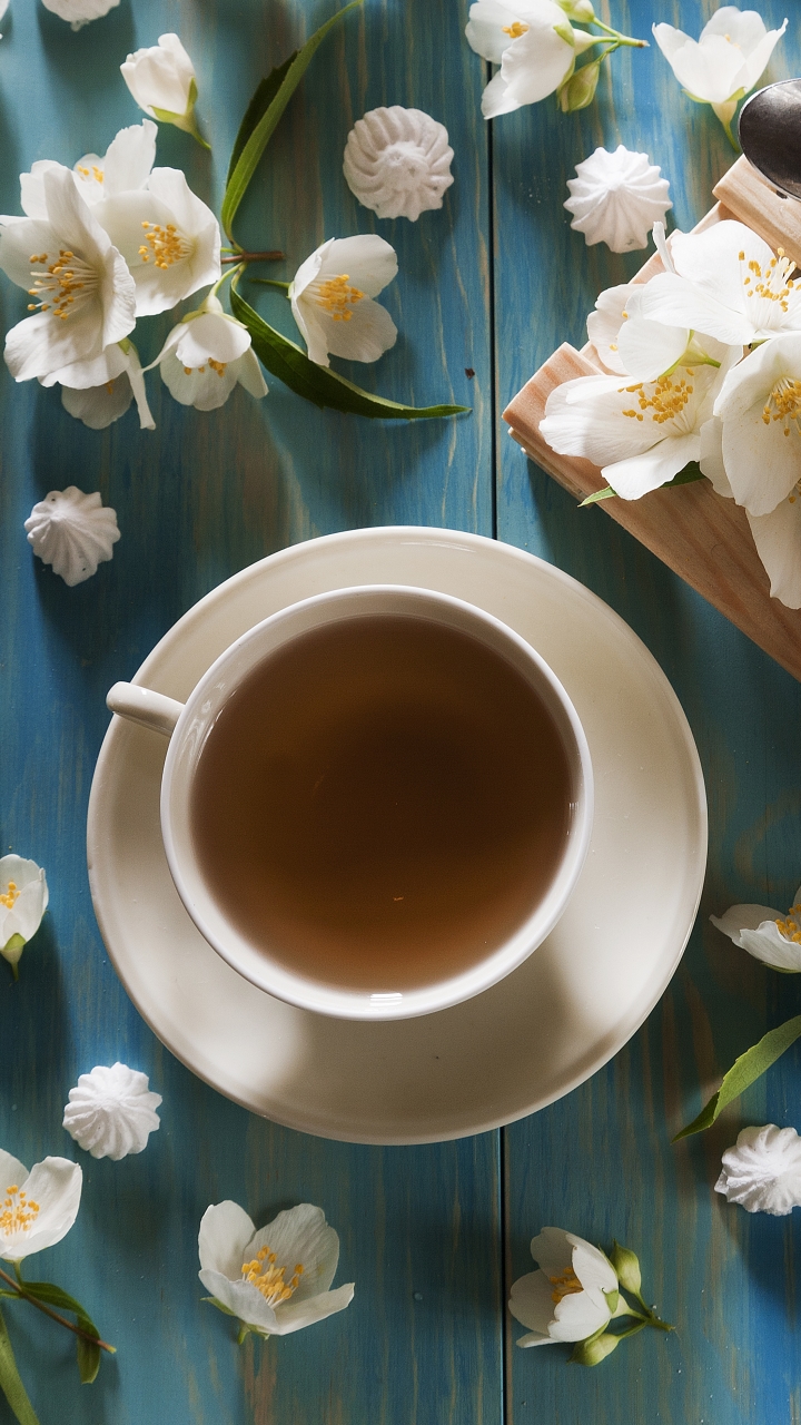 food, tea, jasmine, flower, cup, still life, white flower