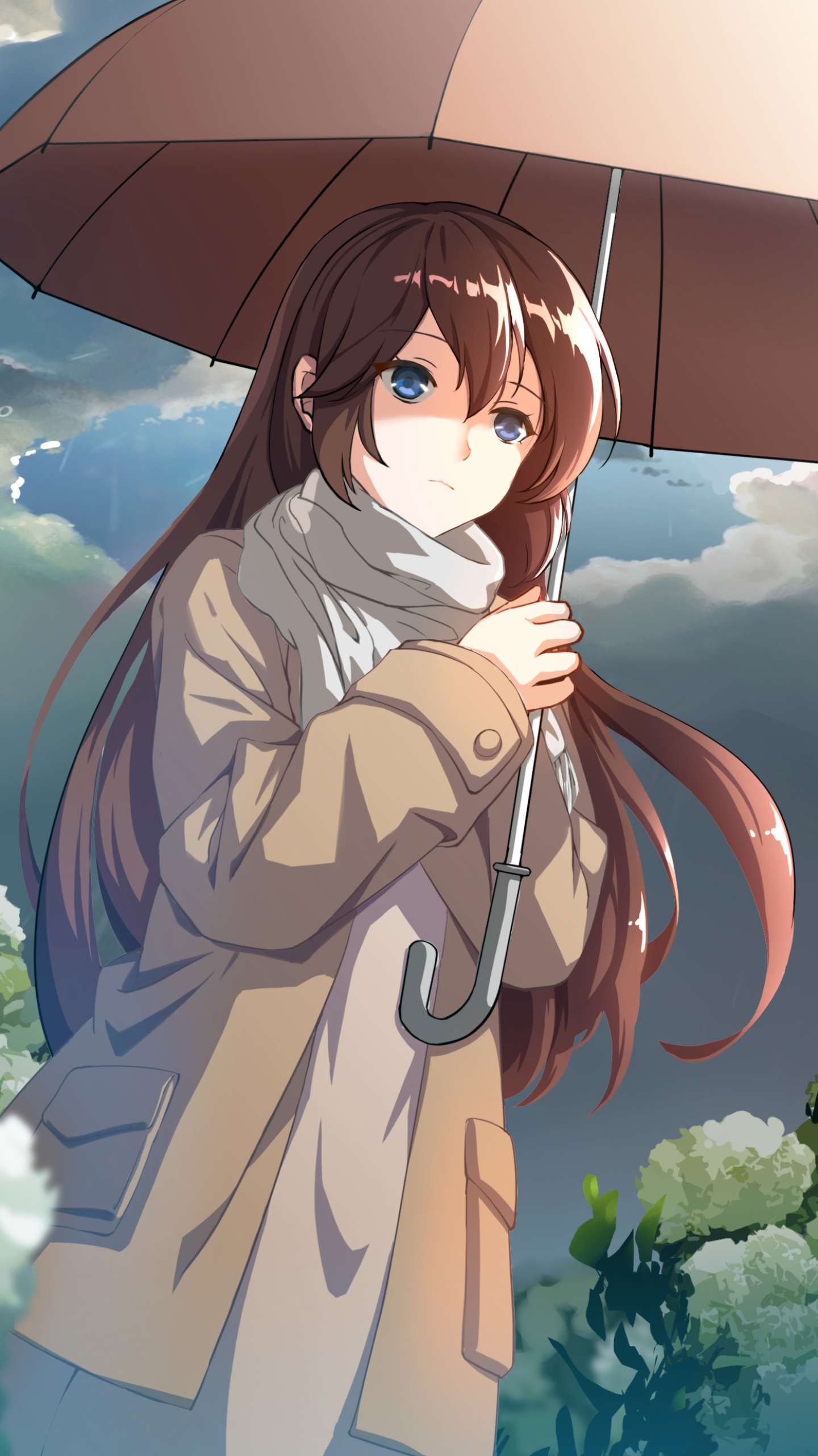 Download mobile wallpaper Anime, Umbrella, Original, Long Hair for free.