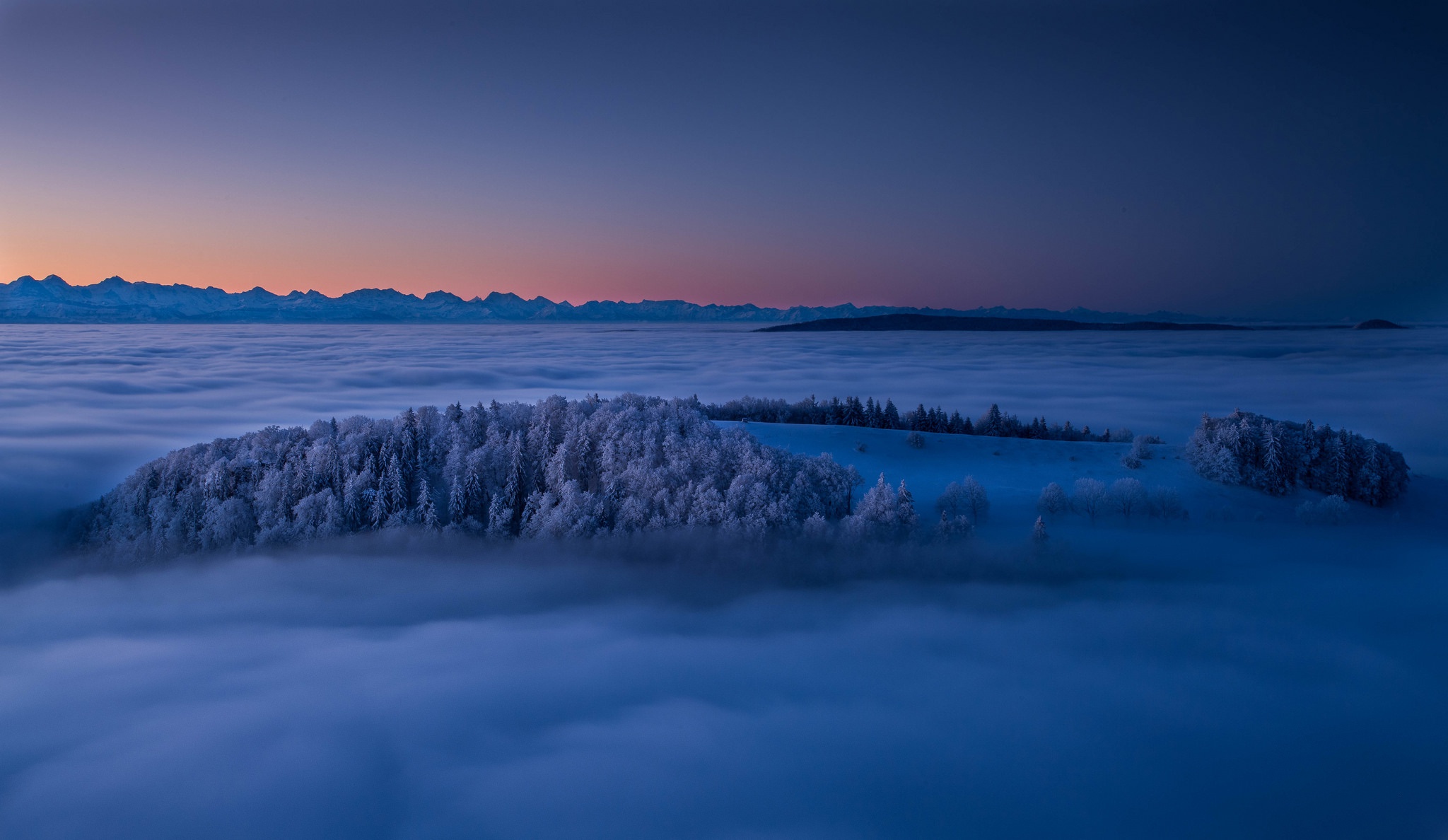 Free download wallpaper Nature, Horizon, Fog, Earth, Evening, Aerial on your PC desktop