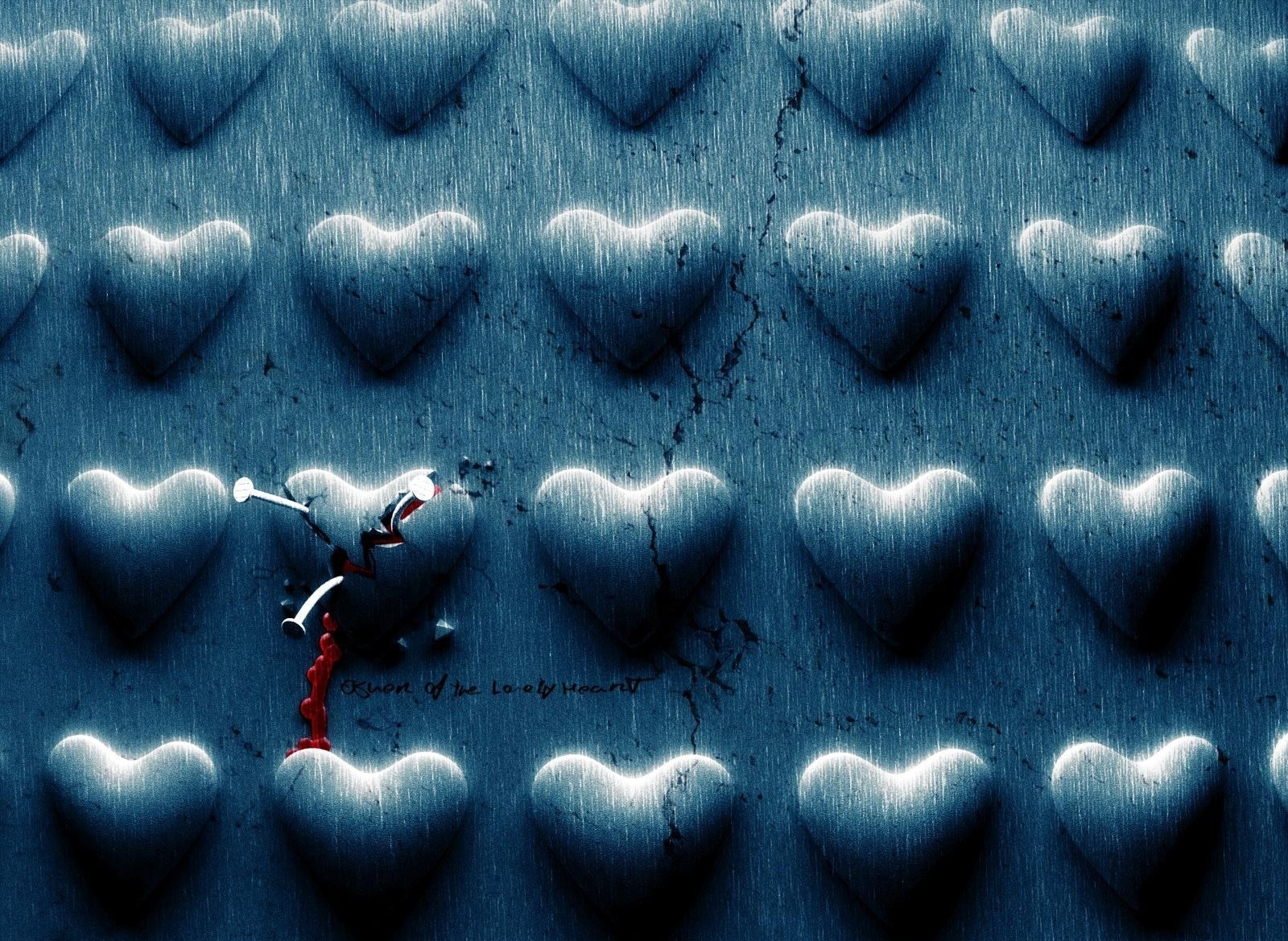 blue, stone, love, surface, heart HD wallpaper