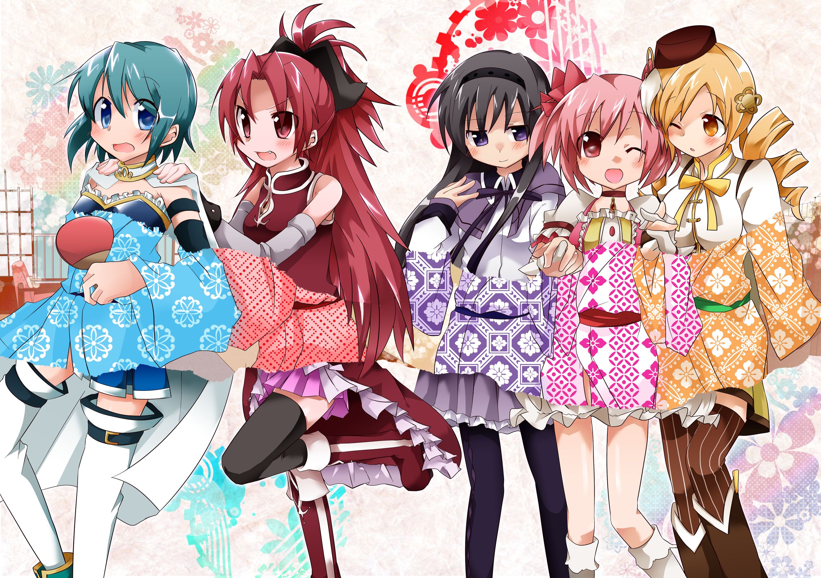 Free download wallpaper Kyōko Sakura, Madoka Kaname, Mami Tomoe, Sayaka Miki, Puella Magi Madoka Magica, Homura Akemi, Anime on your PC desktop