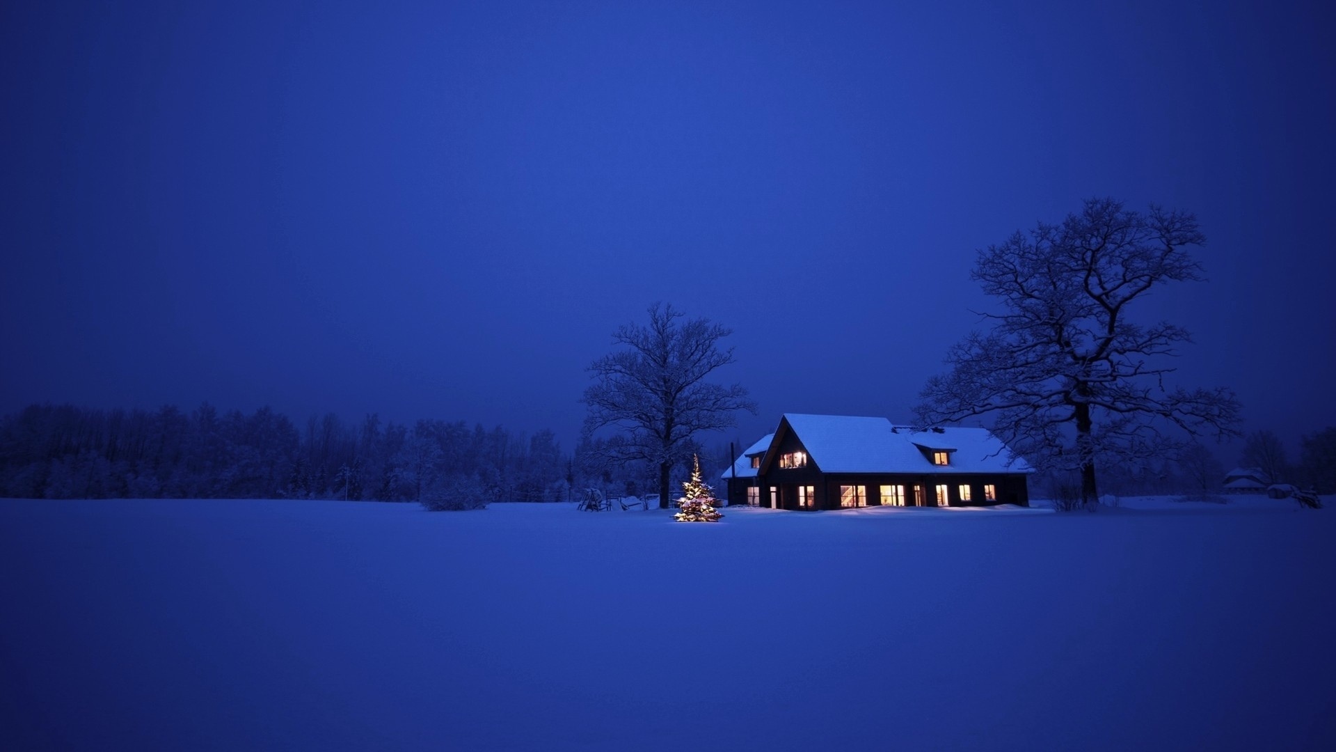 snow, houses, christmas xmas, new year, landscape, holidays, winter, blue Full HD
