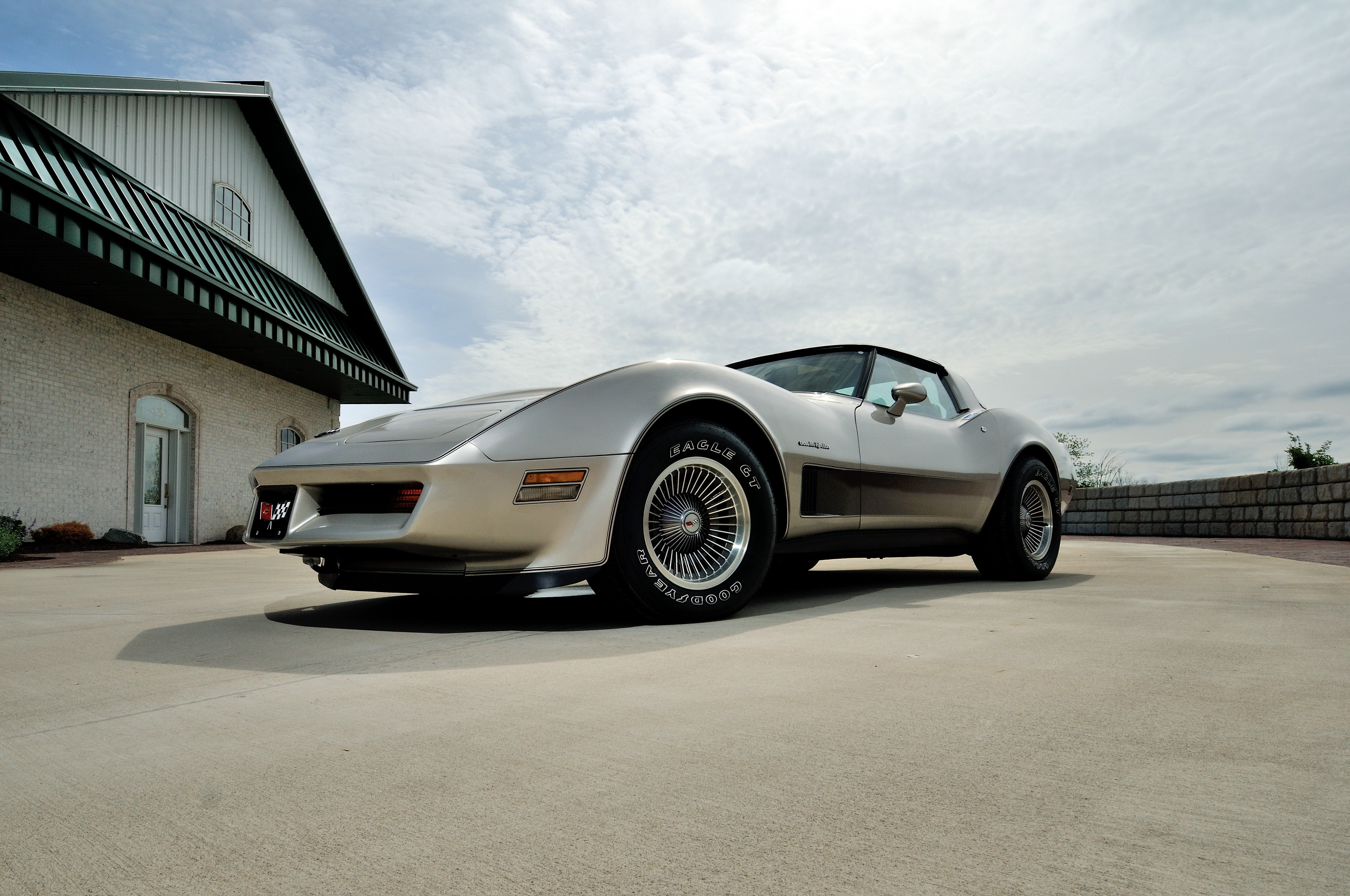side view, corvette, cars, chevrolet, silver, silvery, 1982