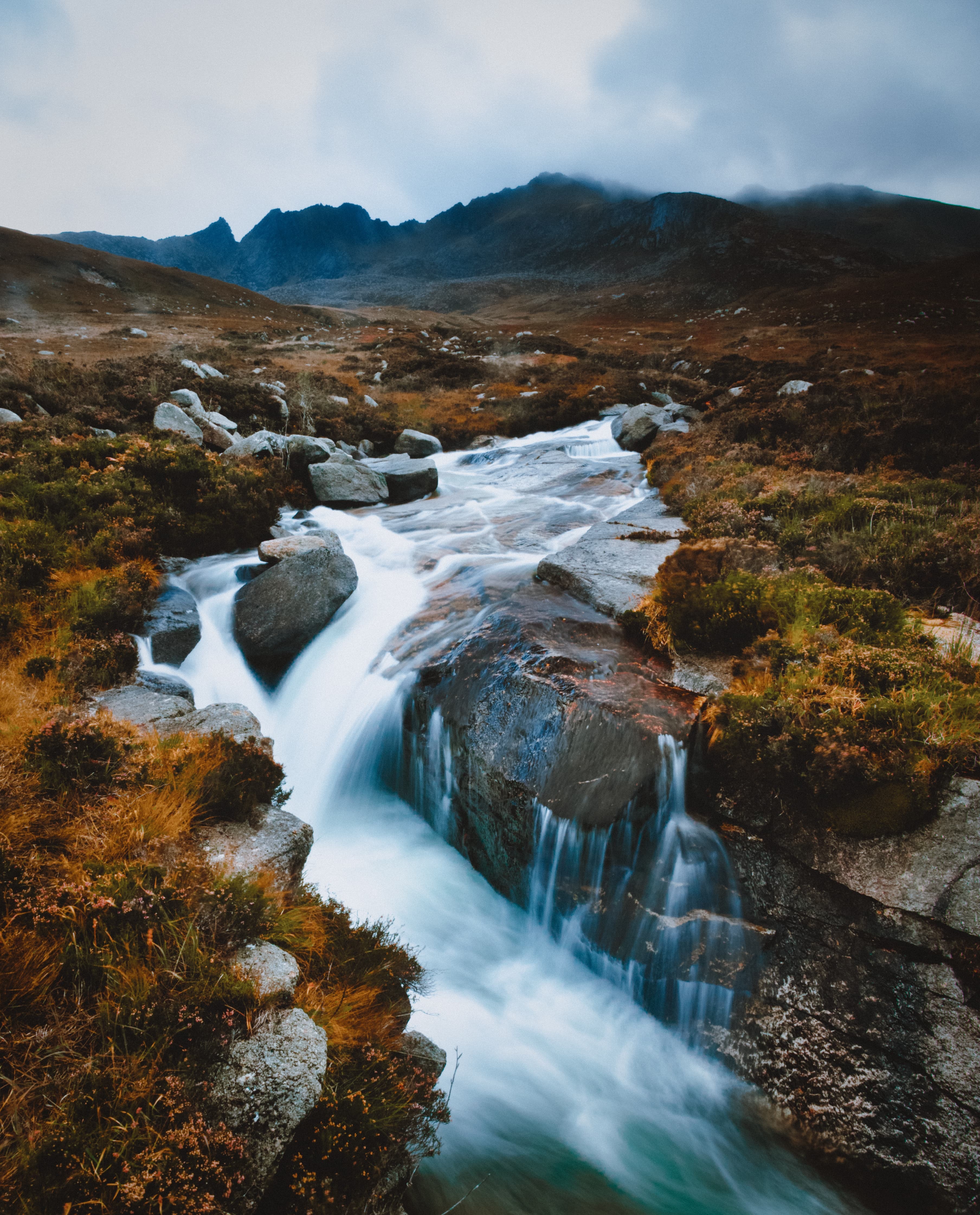 Download mobile wallpaper Rivers, Stones, Waterfall, Mountains, Nature, Landscape for free.