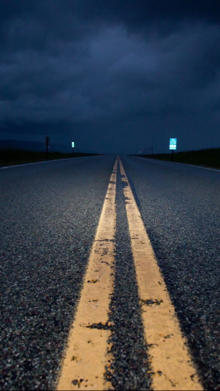 Download mobile wallpaper Night, Road, Man Made for free.