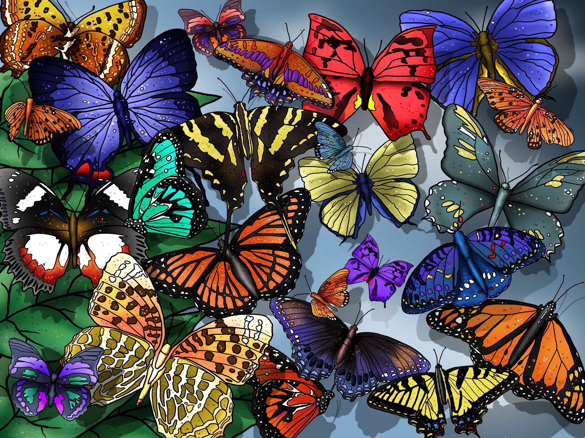 Скачати мобільні шпалери Метелик, Барвистий, Художній, Кольори безкоштовно.