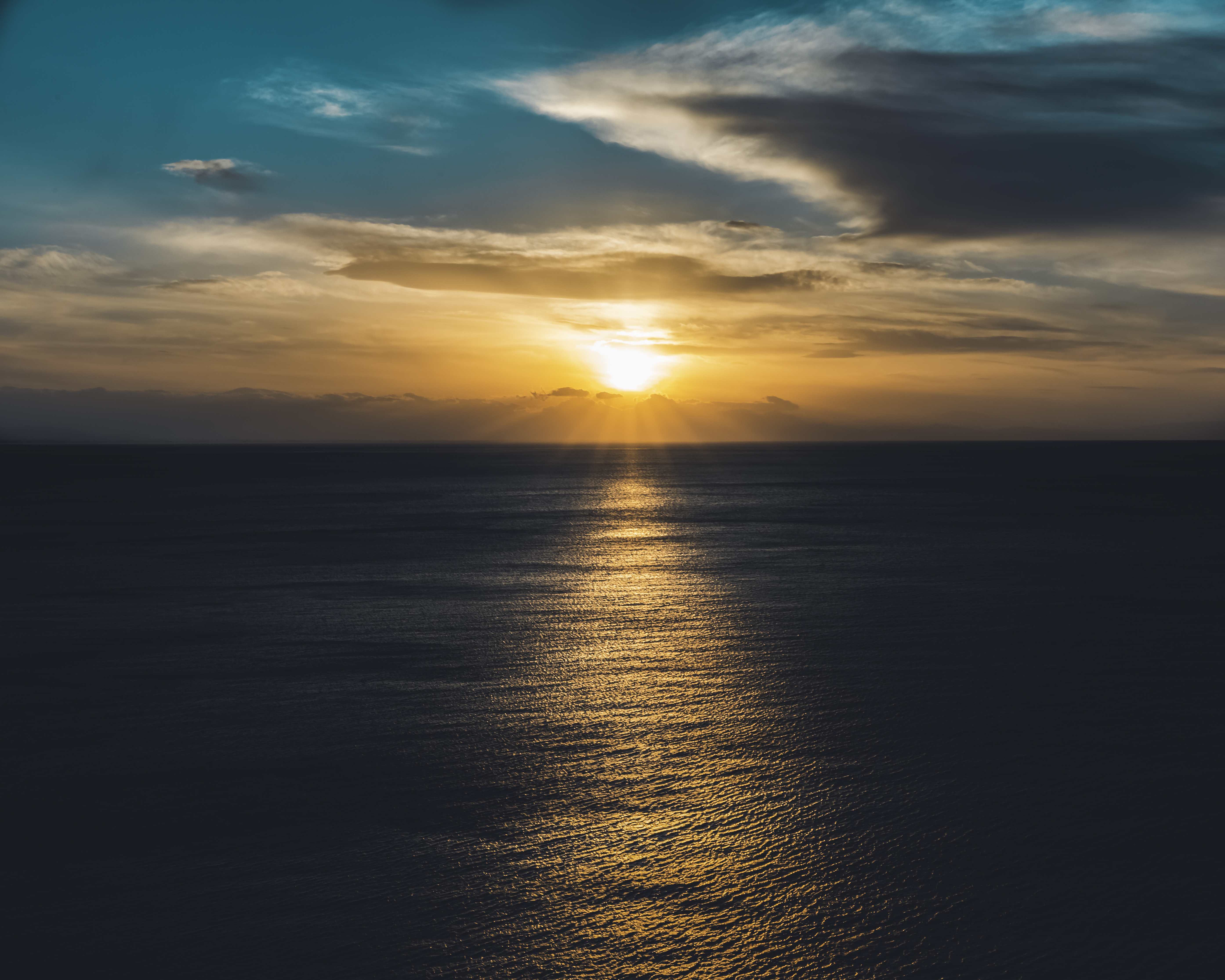 Free download wallpaper Sunset, Sea, Sun, Horizon, Ripple, Ripples, Nature, Waves on your PC desktop