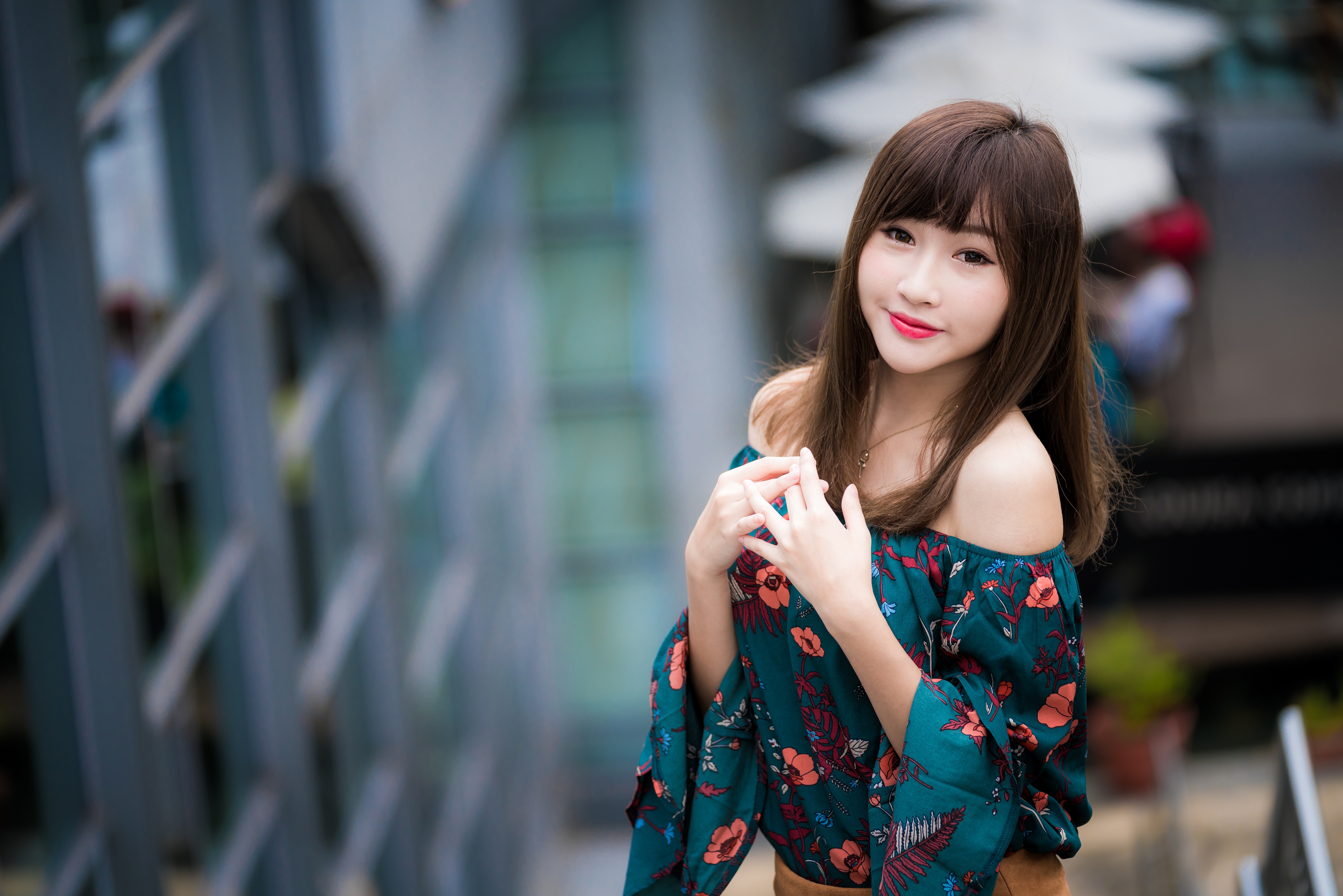 Download mobile wallpaper Brunette, Model, Women, Asian, Lipstick, Depth Of Field for free.