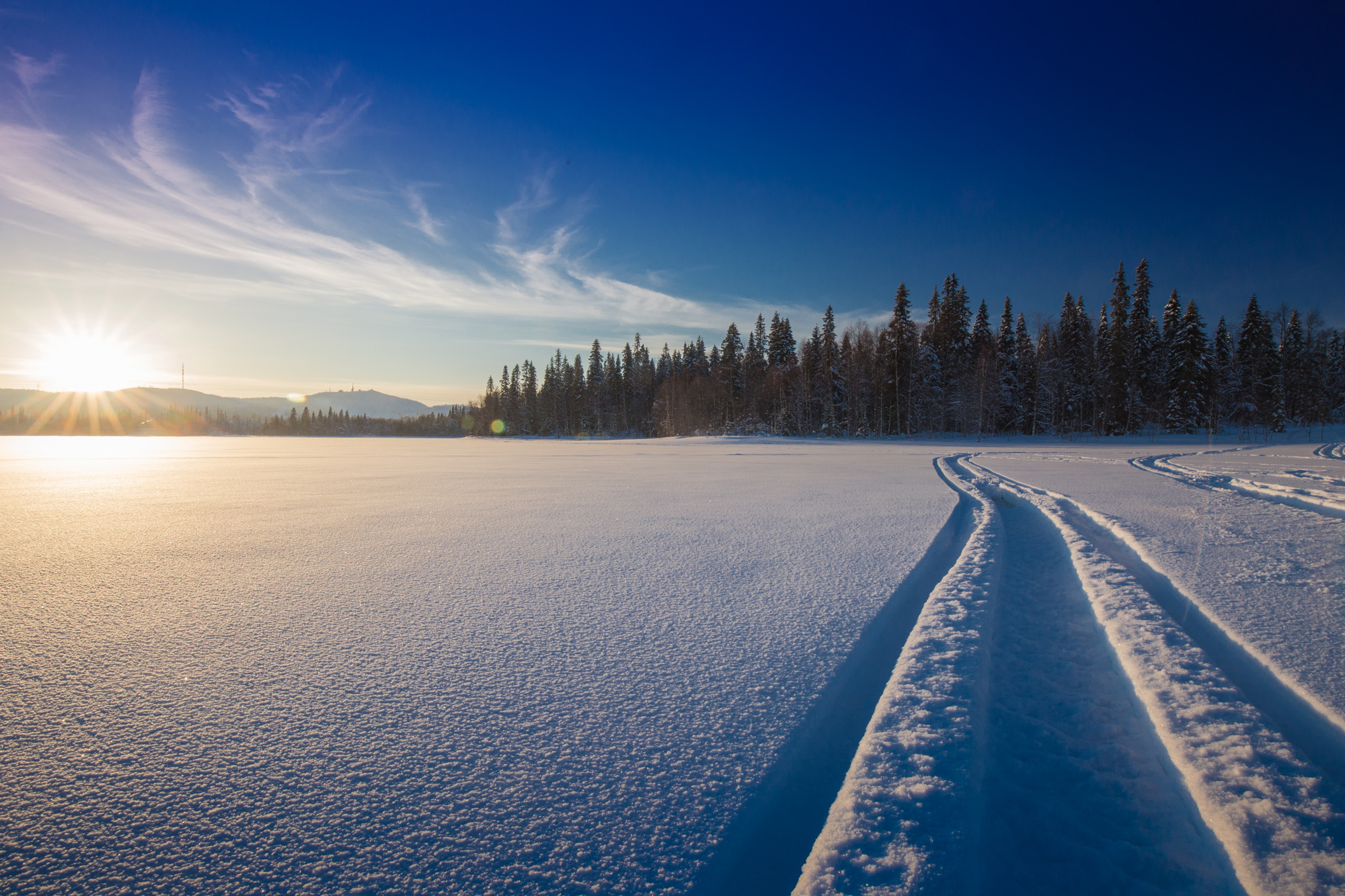 Download mobile wallpaper Landscape, Winter, Nature, Snow, Sunrise, Earth for free.