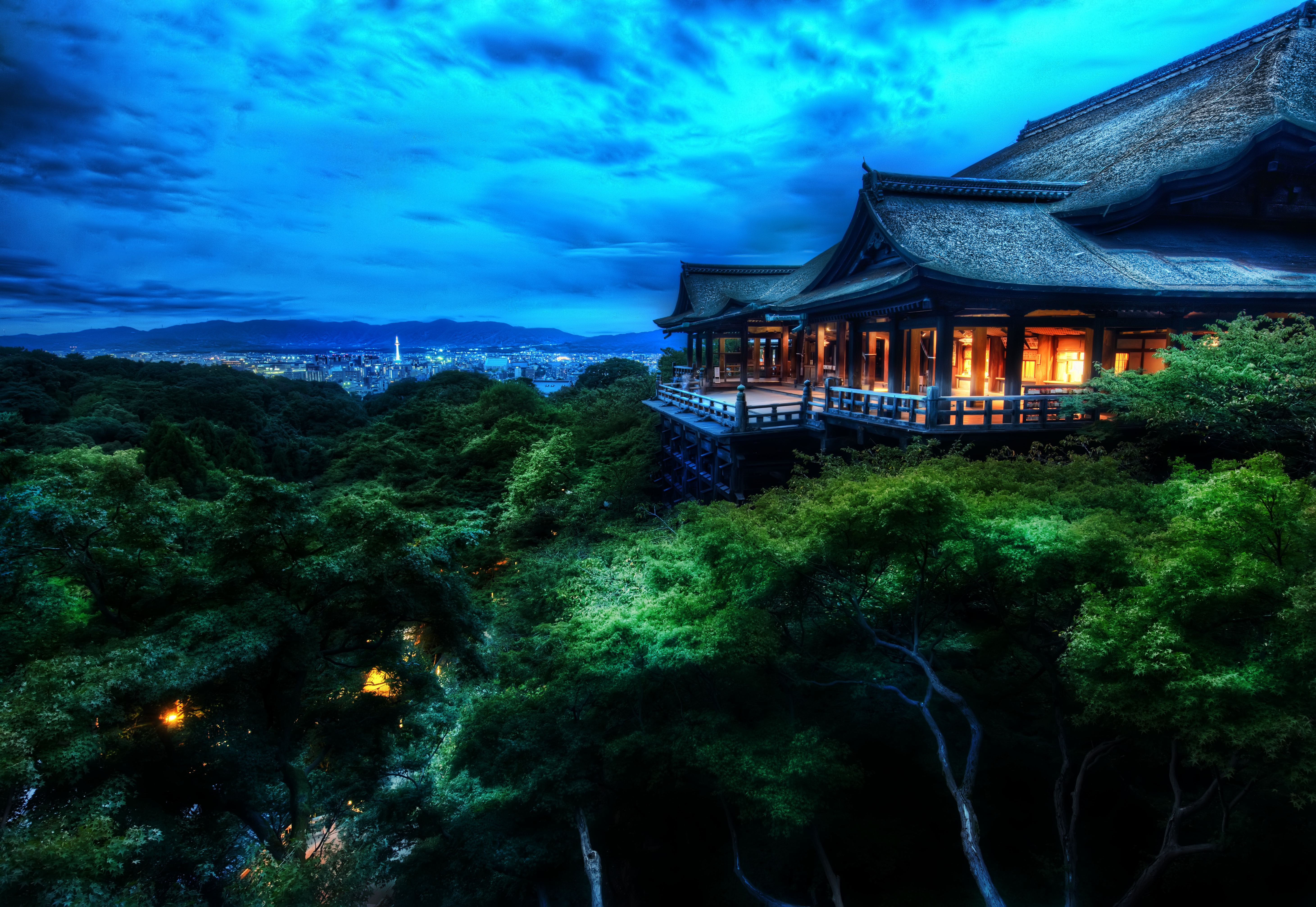 355021 Hintergrundbild herunterladen japan, nacht, architektur, tempel, religiös, kiyomizu dera, buddhistischer tempel, kyōto, otowa san kiyomizu dera - Bildschirmschoner und Bilder kostenlos