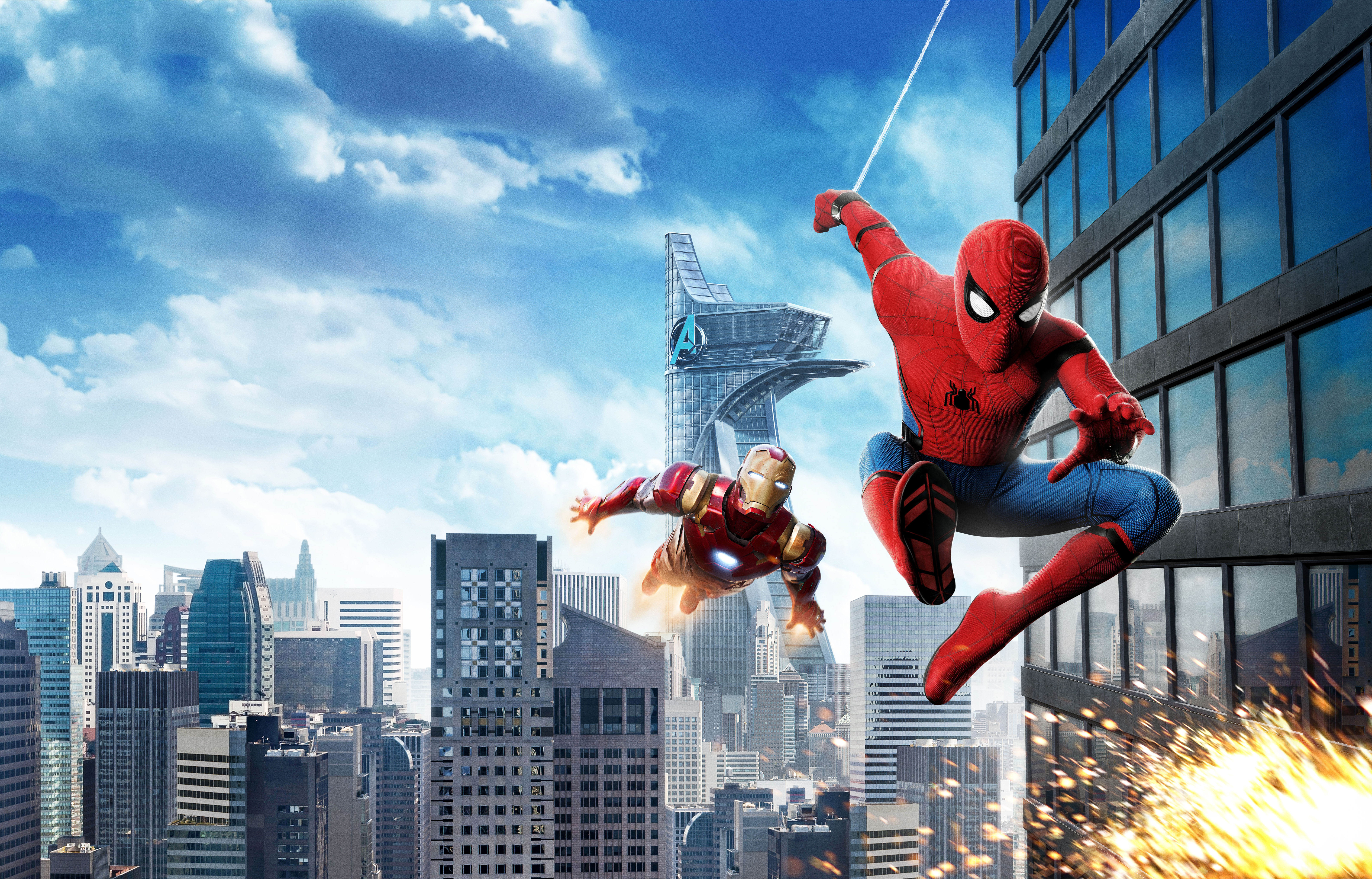 Free download wallpaper Spider Man, Iron Man, Movie, Tony Stark, Peter Parker, Spider Man: Homecoming on your PC desktop