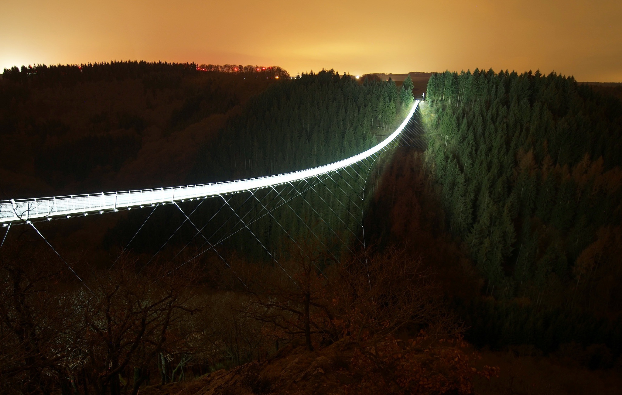 Download mobile wallpaper Bridges, Night, Light, Bridge, Man Made for free.