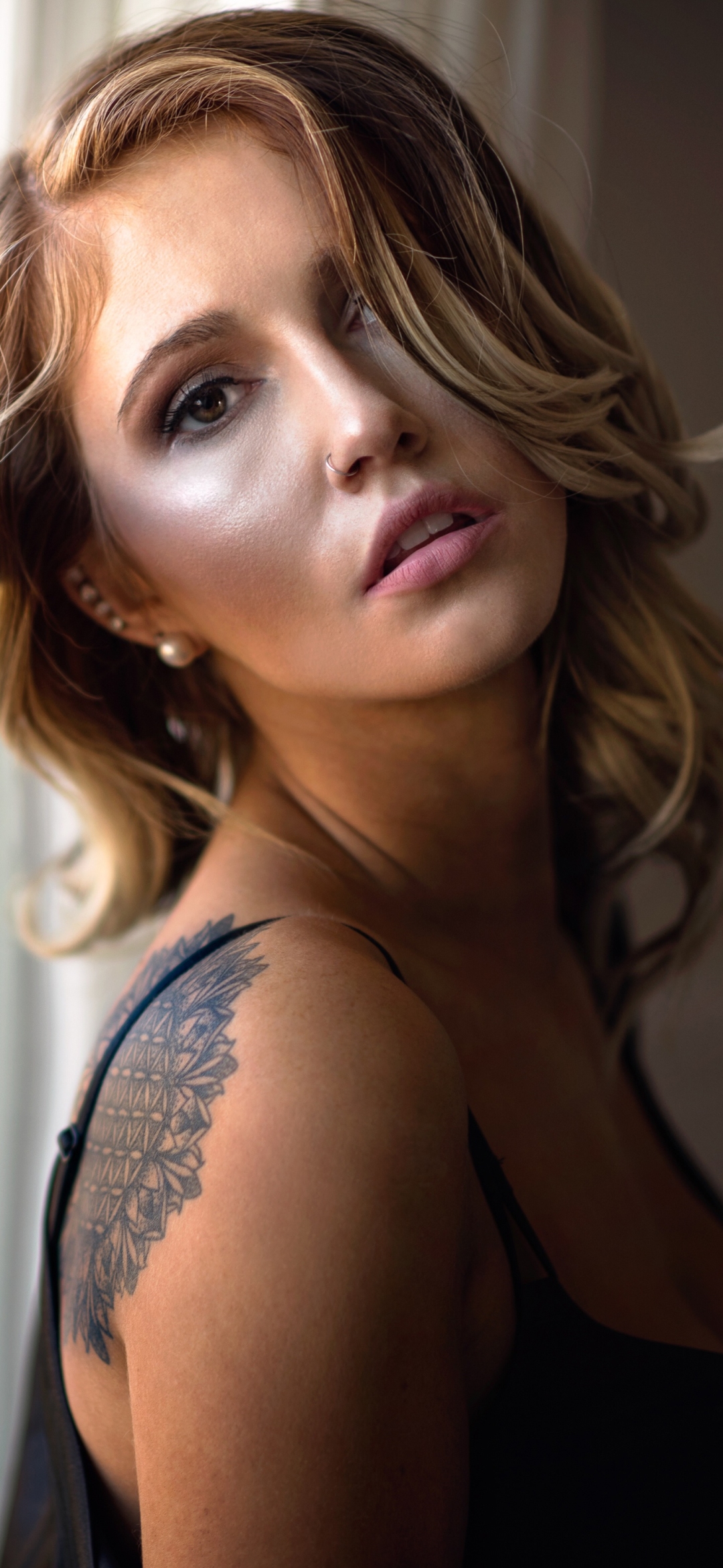 Download mobile wallpaper Tattoo, Blonde, Model, Women, Brown Eyes for free.